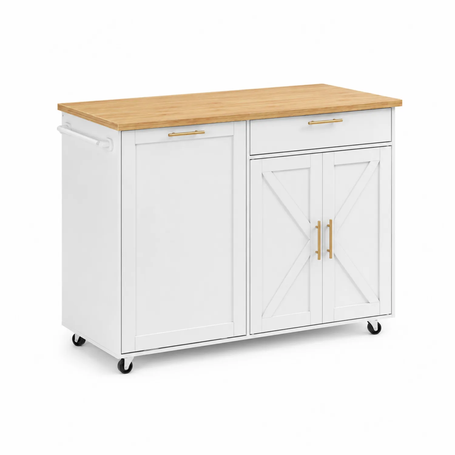Îlot de cuisine mobile en bois et MDF avec roulettes