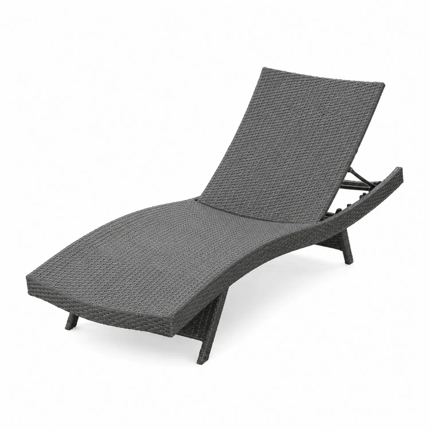Chaise longue en rotin synthétique réglable Gris