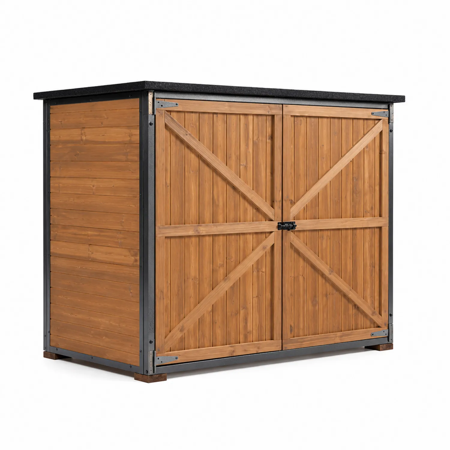 Abri de jardin en bois et métal avec portes doubles