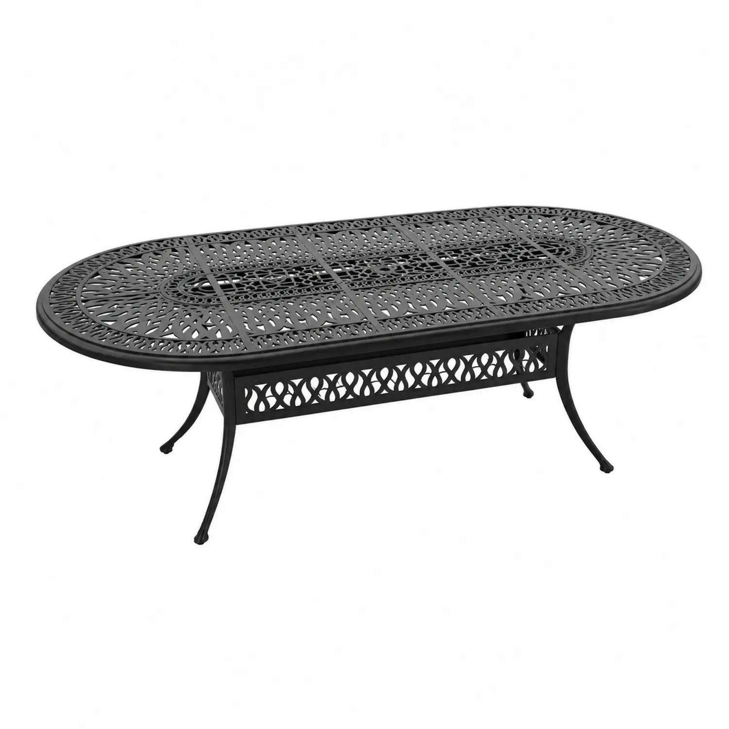 Table de jardin ovale en métal noir