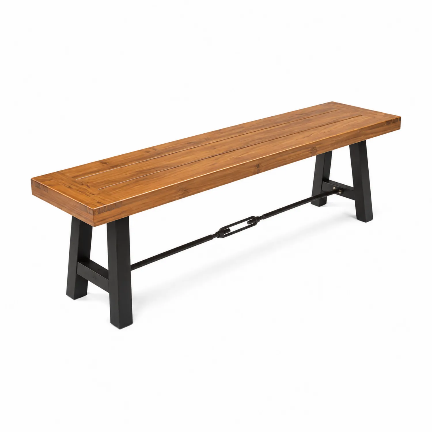 Banc en bois et métal pour extérieur avec pieds en acier 180 cm