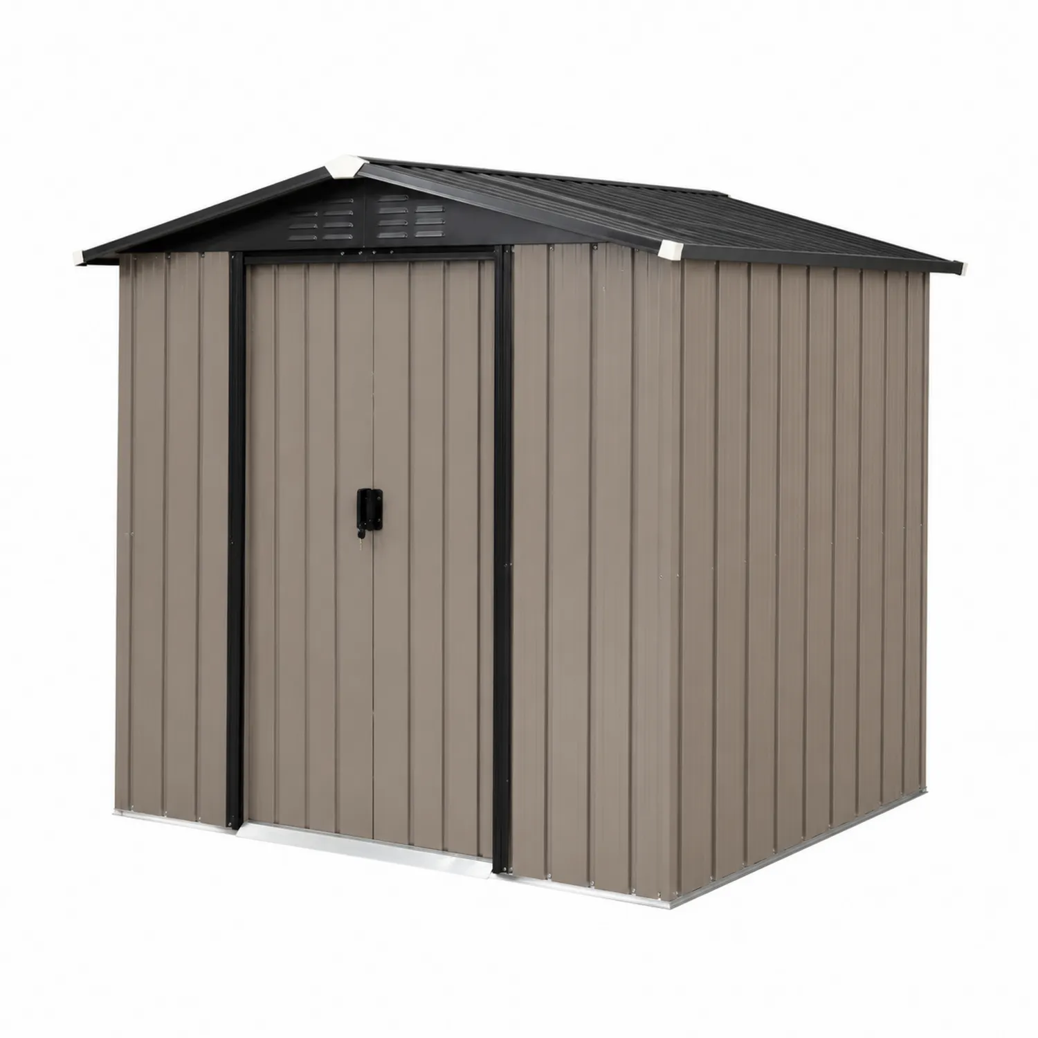 Abri de Rangement en Métal Gris/Marron 190x120x180 cm