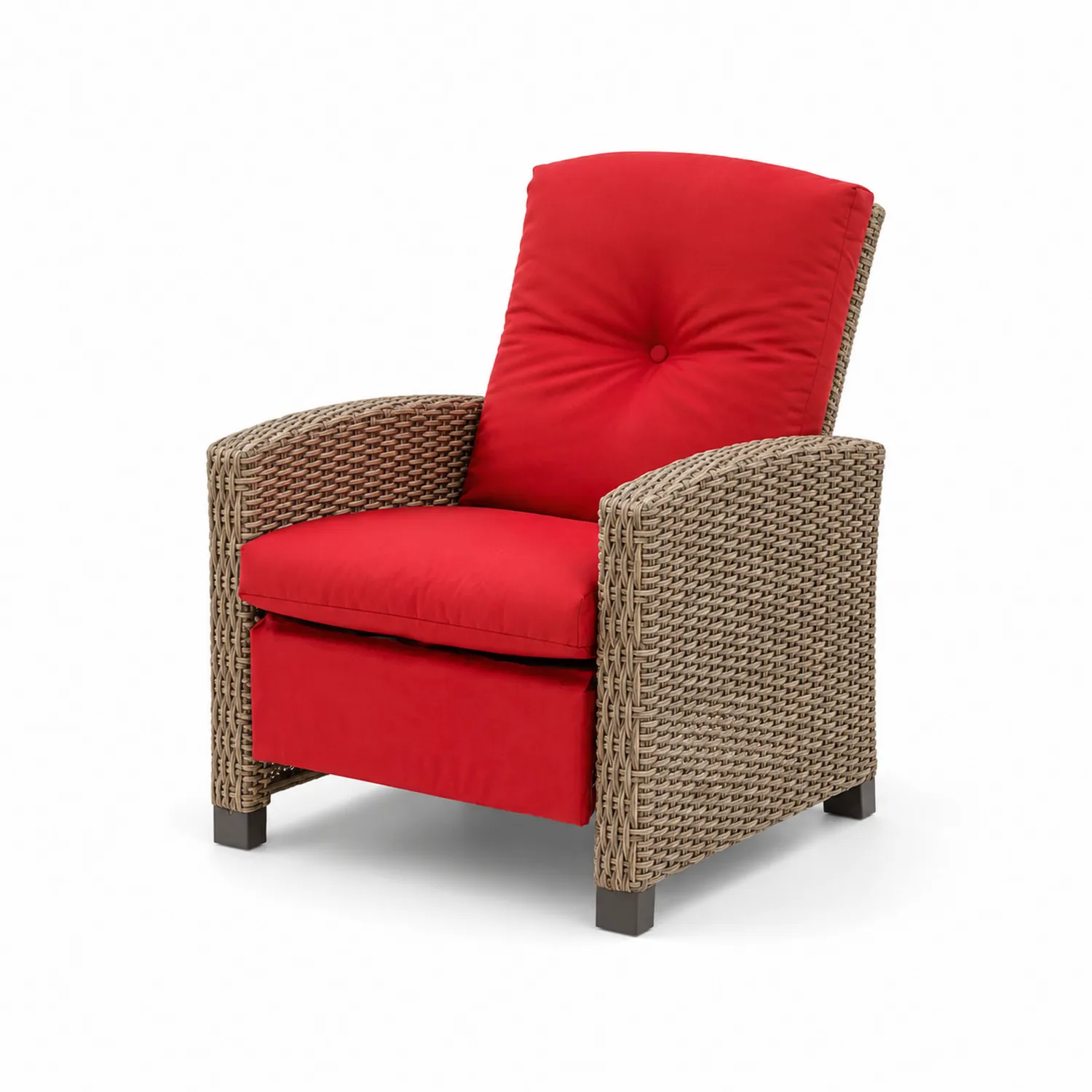 Fauteuil en Rotin Rouge avec Coussins Déhoussables