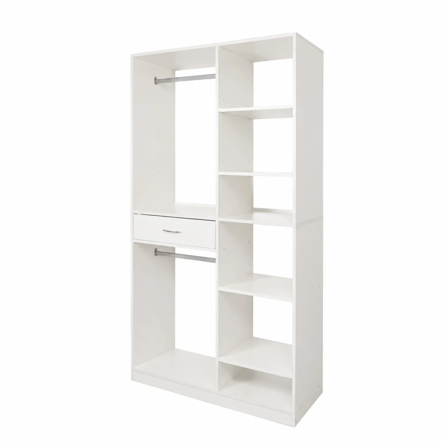 Armoire en bois avec étagères et penderie Blanc
