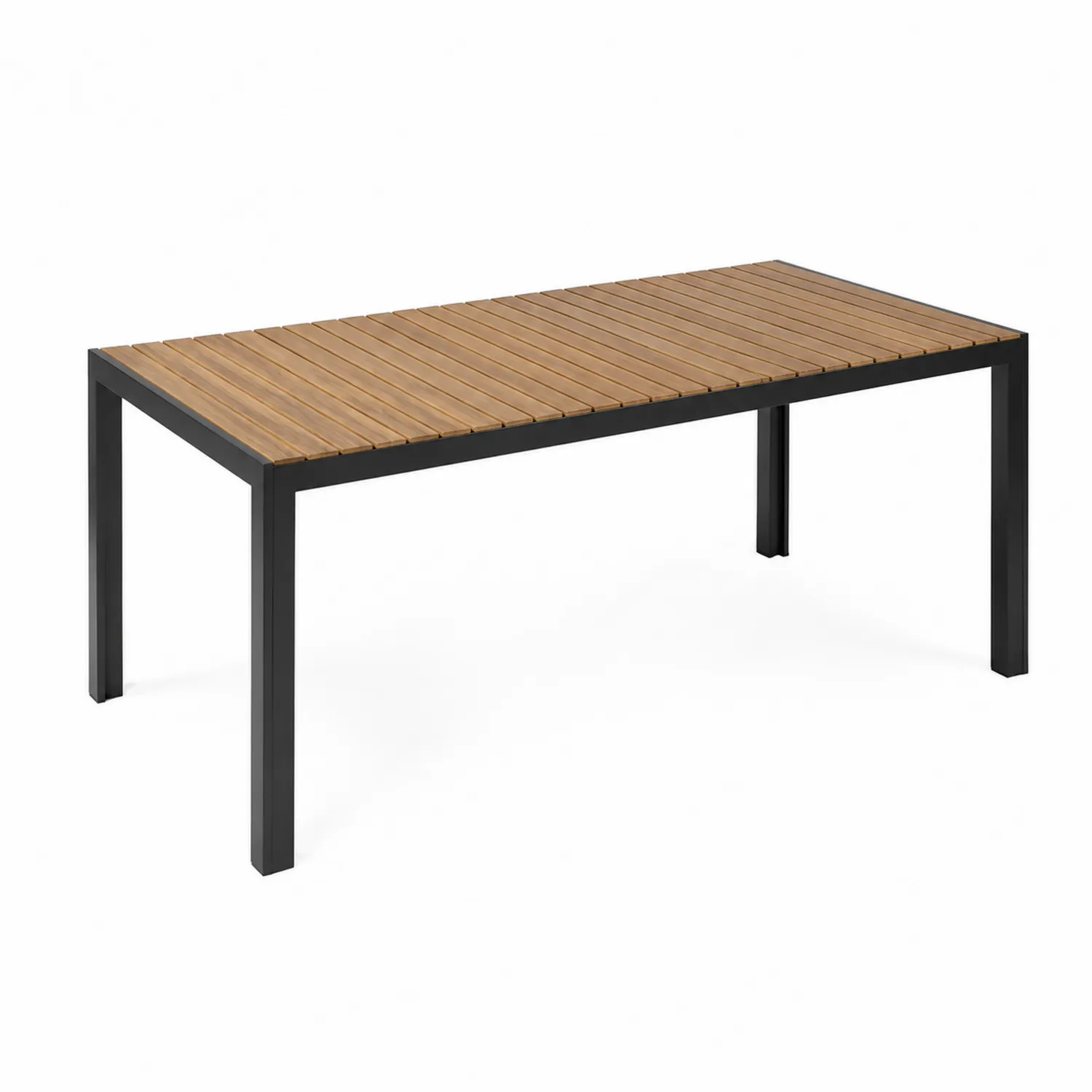 Table en bois et aluminium marron et noir 180x90x75 cm
