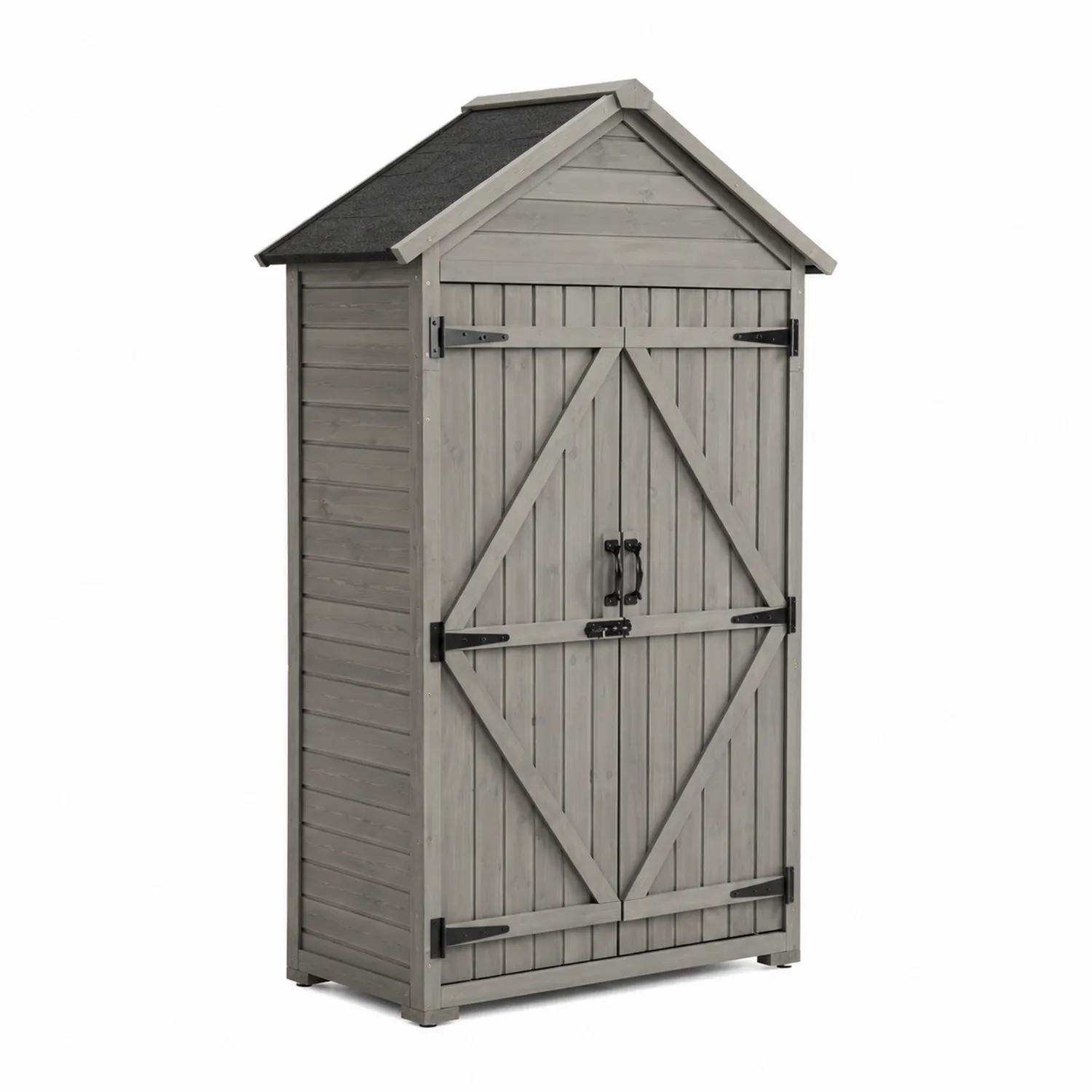 Armoire de rangement extérieure en bois avec toit en bardeaux