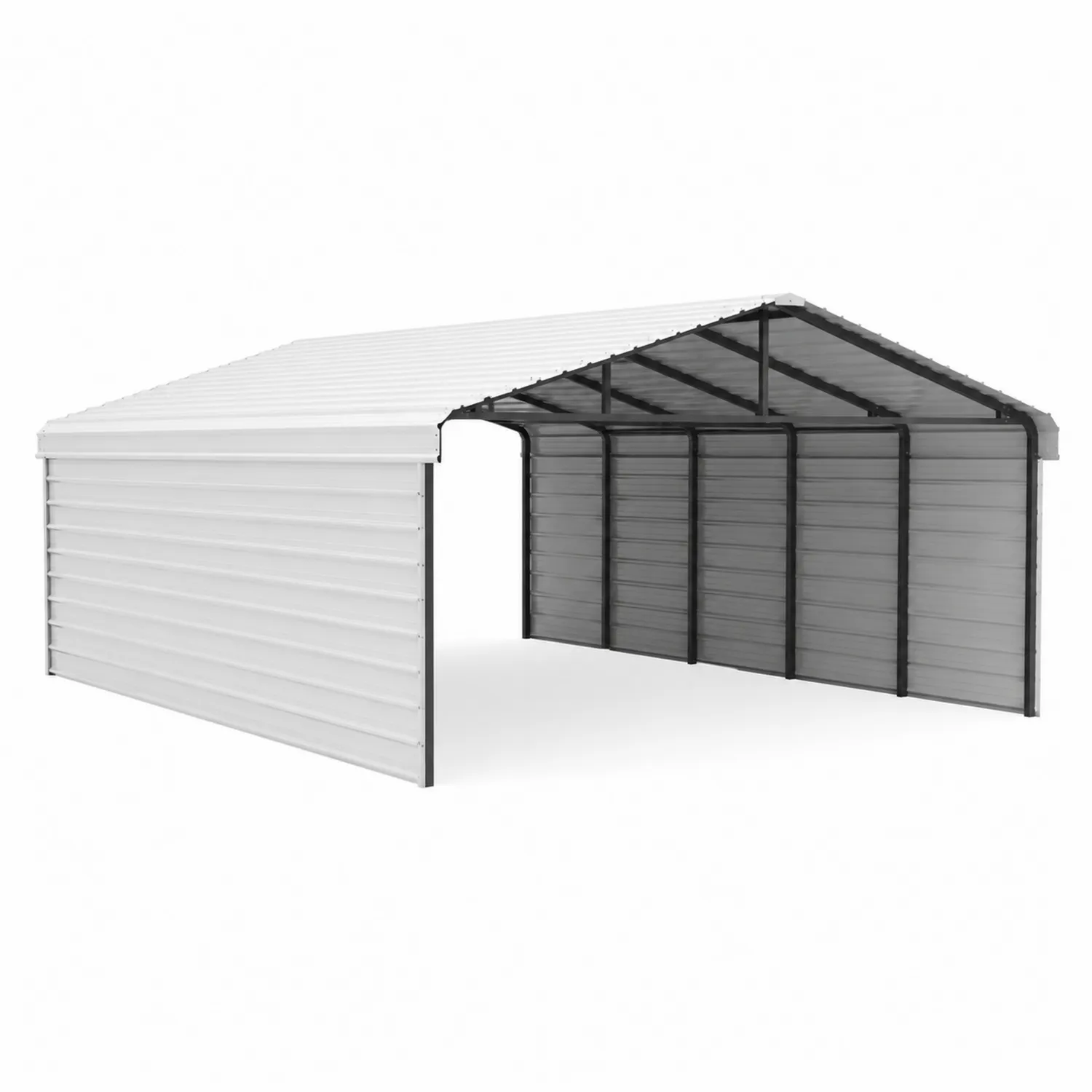 Abri Voiture en Métal Acier Galvanisé 6x3m Blanc