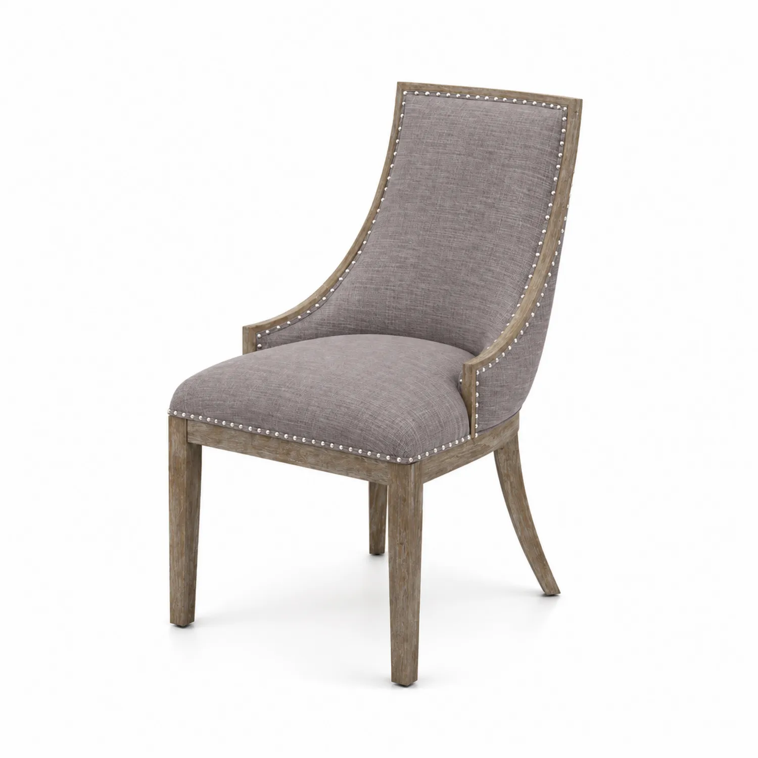 Chaise en bois et lin gris 60x65x90 cm