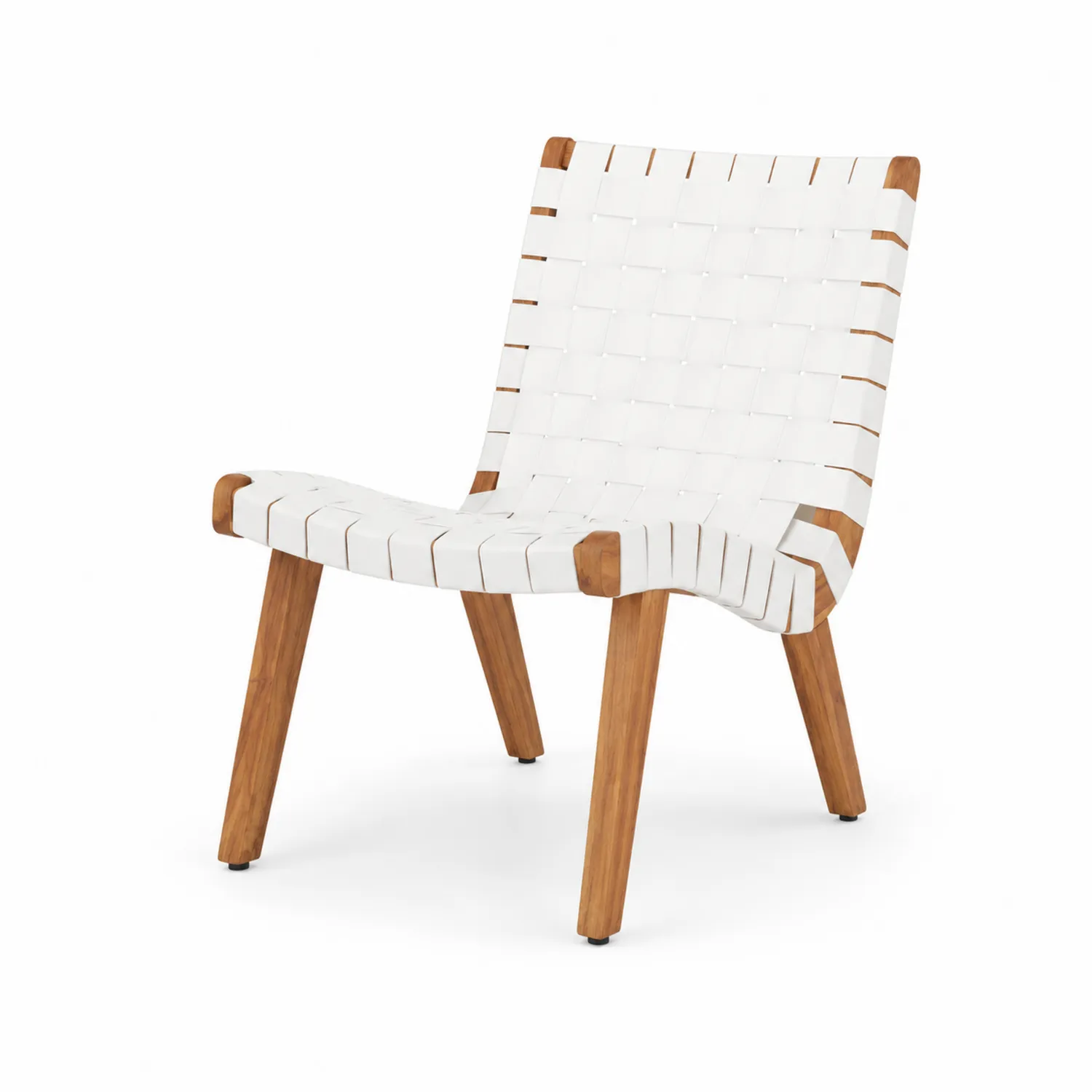 Chaise en bois et sangle en nylon blanc