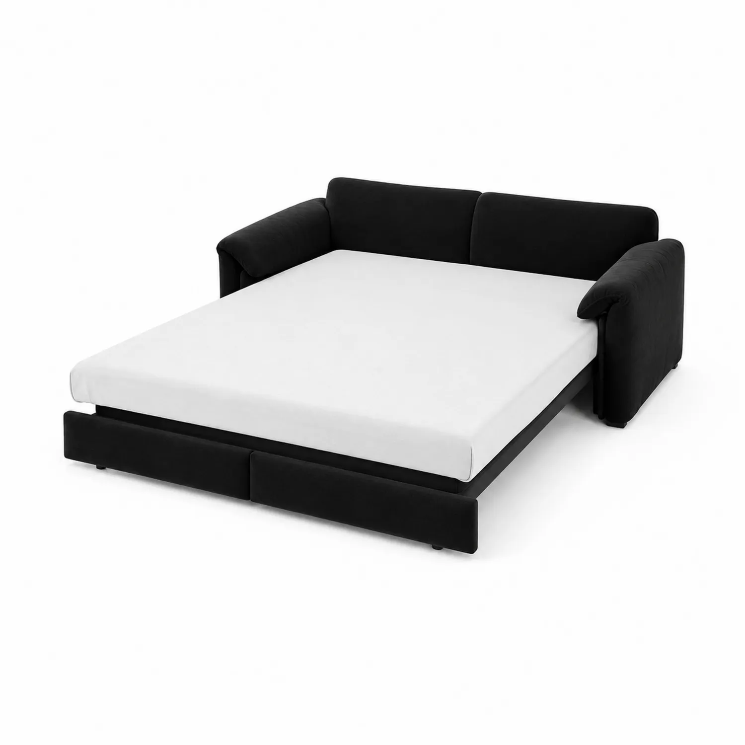 Canapé-lit en tissu noir et blanc avec accoudoirs