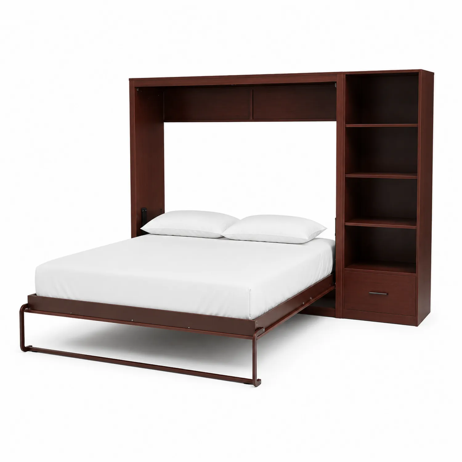 Lit escamotable en bois avec étagères Marron 200x150 cm