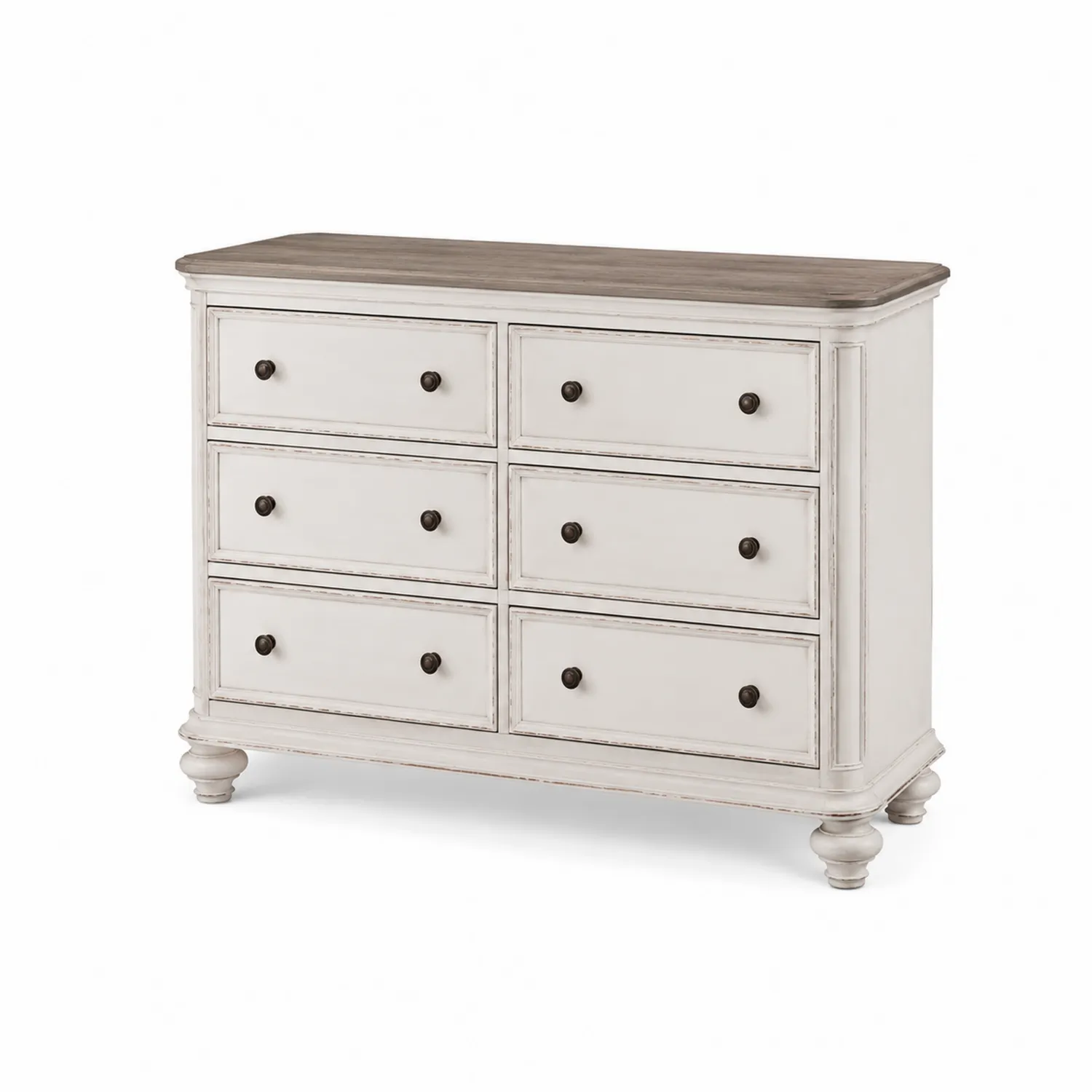 Commode 6 tiroirs bois Blanc Chêne
