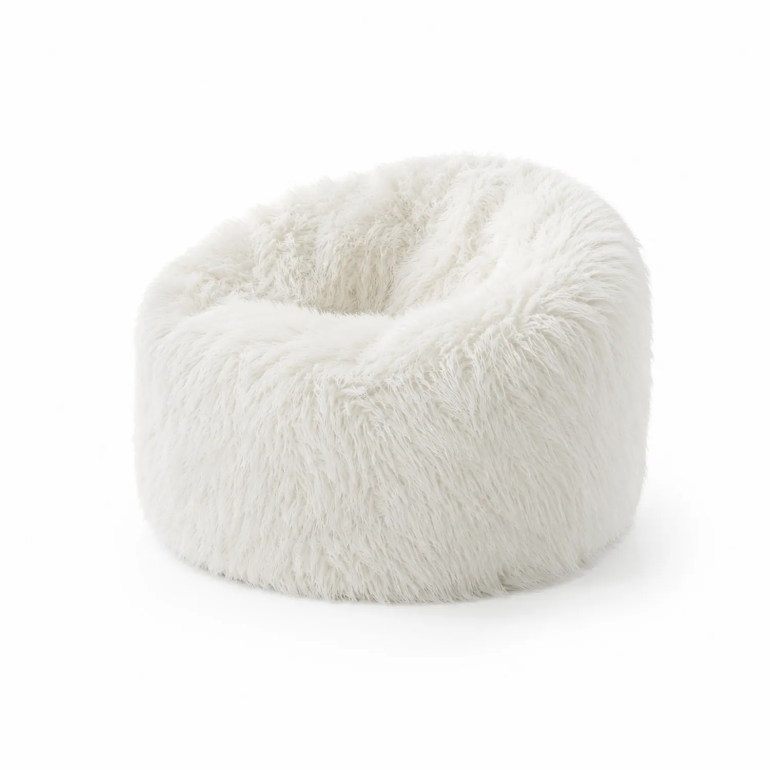 Fauteuil Rond en Fourrure Synthétique Blanc