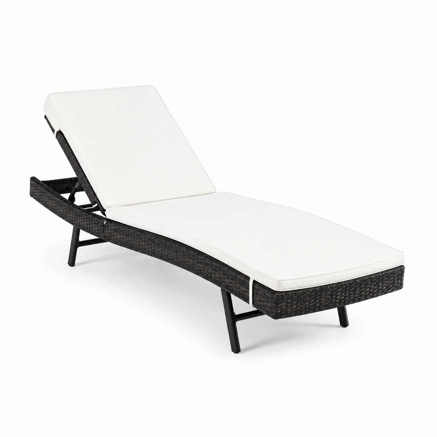 Bain de soleil en résine tressée avec coussin Blanc