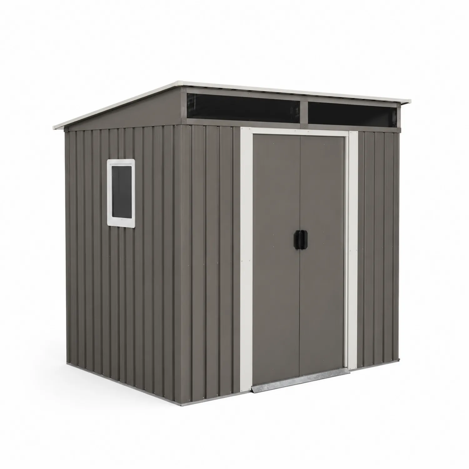 Abri de jardin en métal gris avec fenêtre