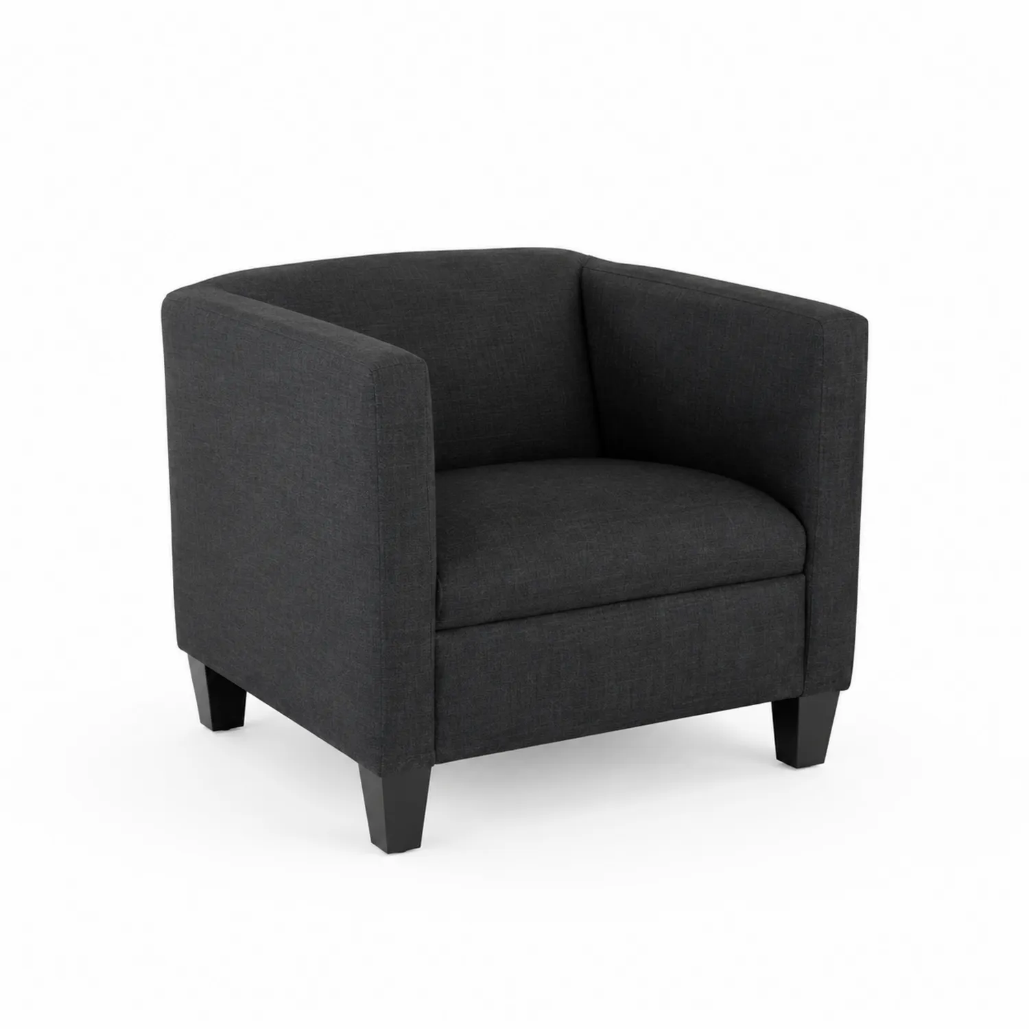 Fauteuil en Bois et Tissu Noir avec Accoudoirs