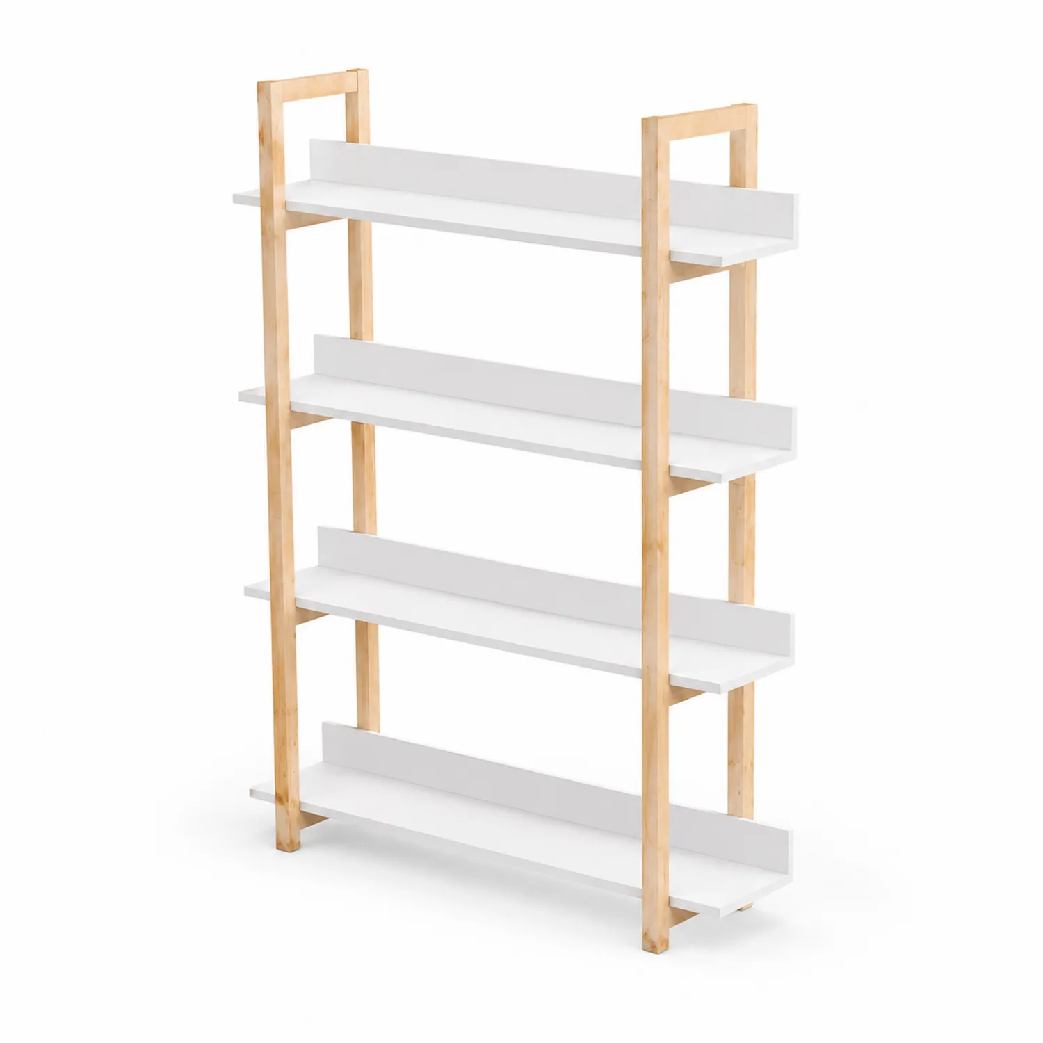 Étagère 5 niveaux Bambou et MDF Blanc