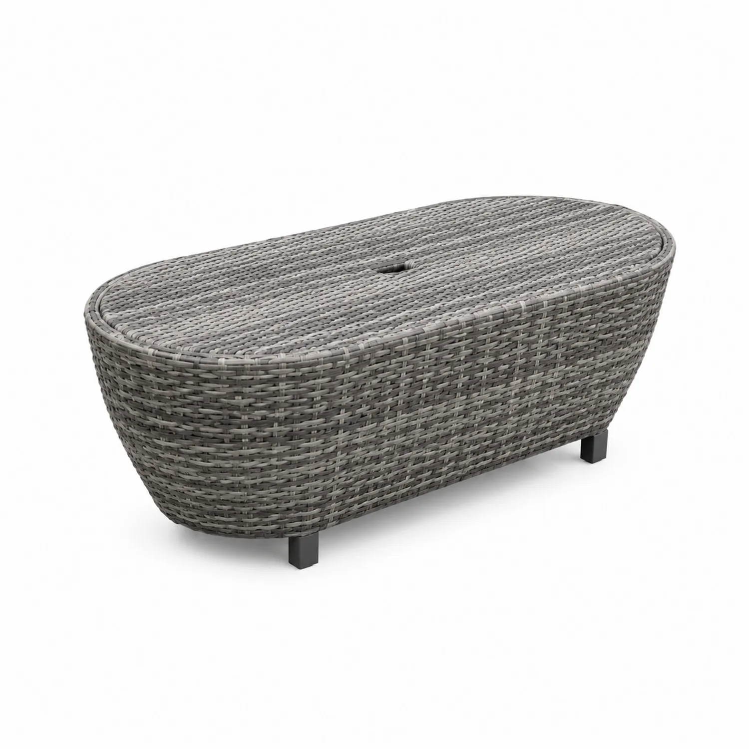Table basse en rotin synthétique gris avec pieds en métal