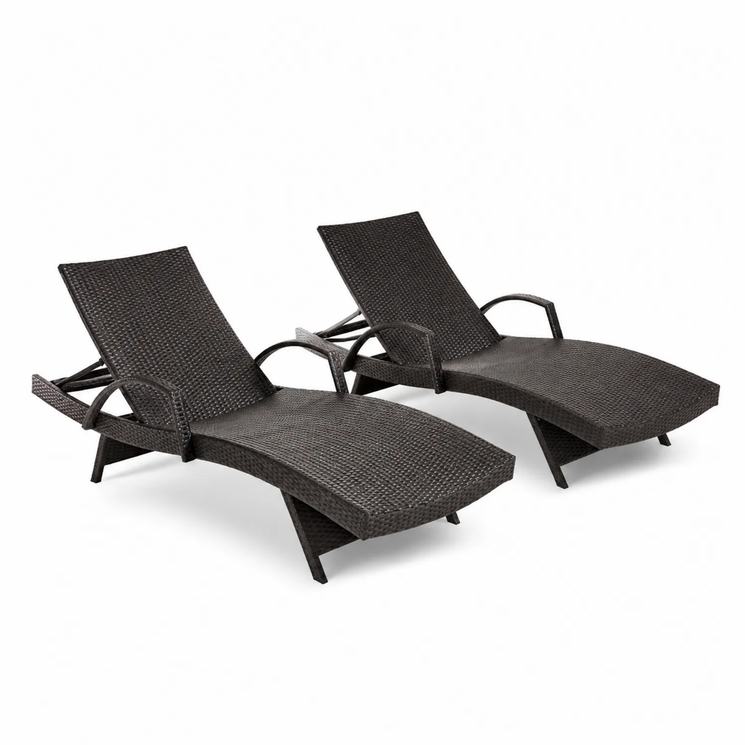 Ensemble de 2 chaises longues en rotin synthétique