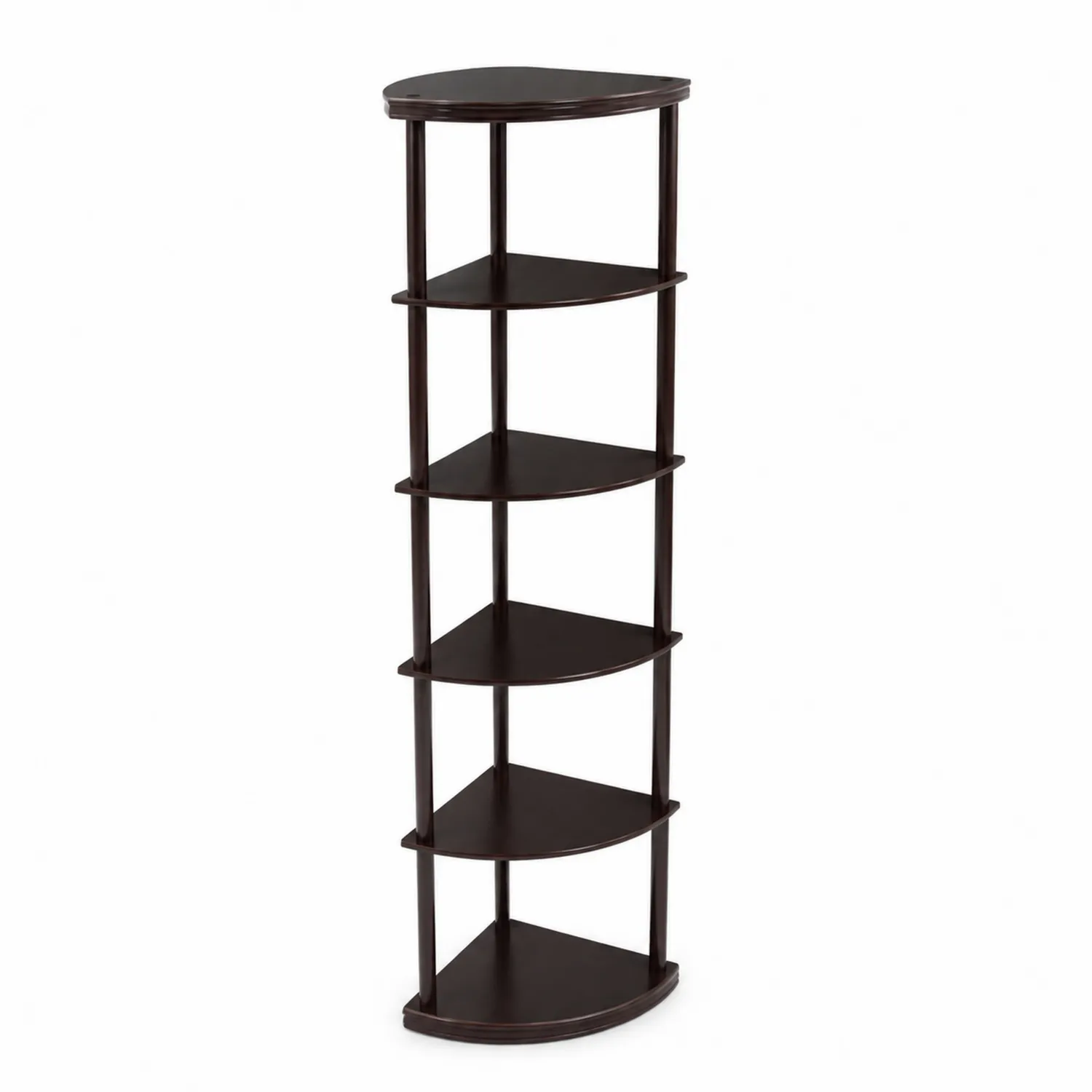 Étagère d'angle en bois foncé 5 niveaux 160 cm