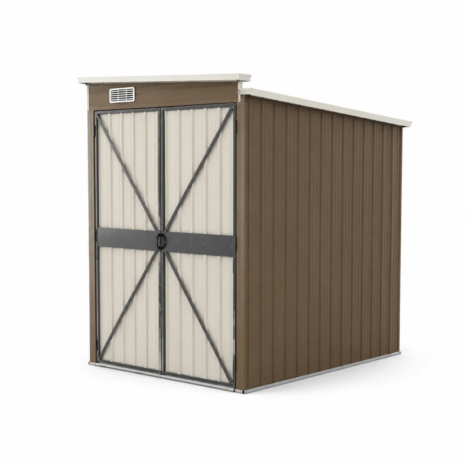 Abri de jardin en métal Marron Crème 213 x 130 x 185 cm