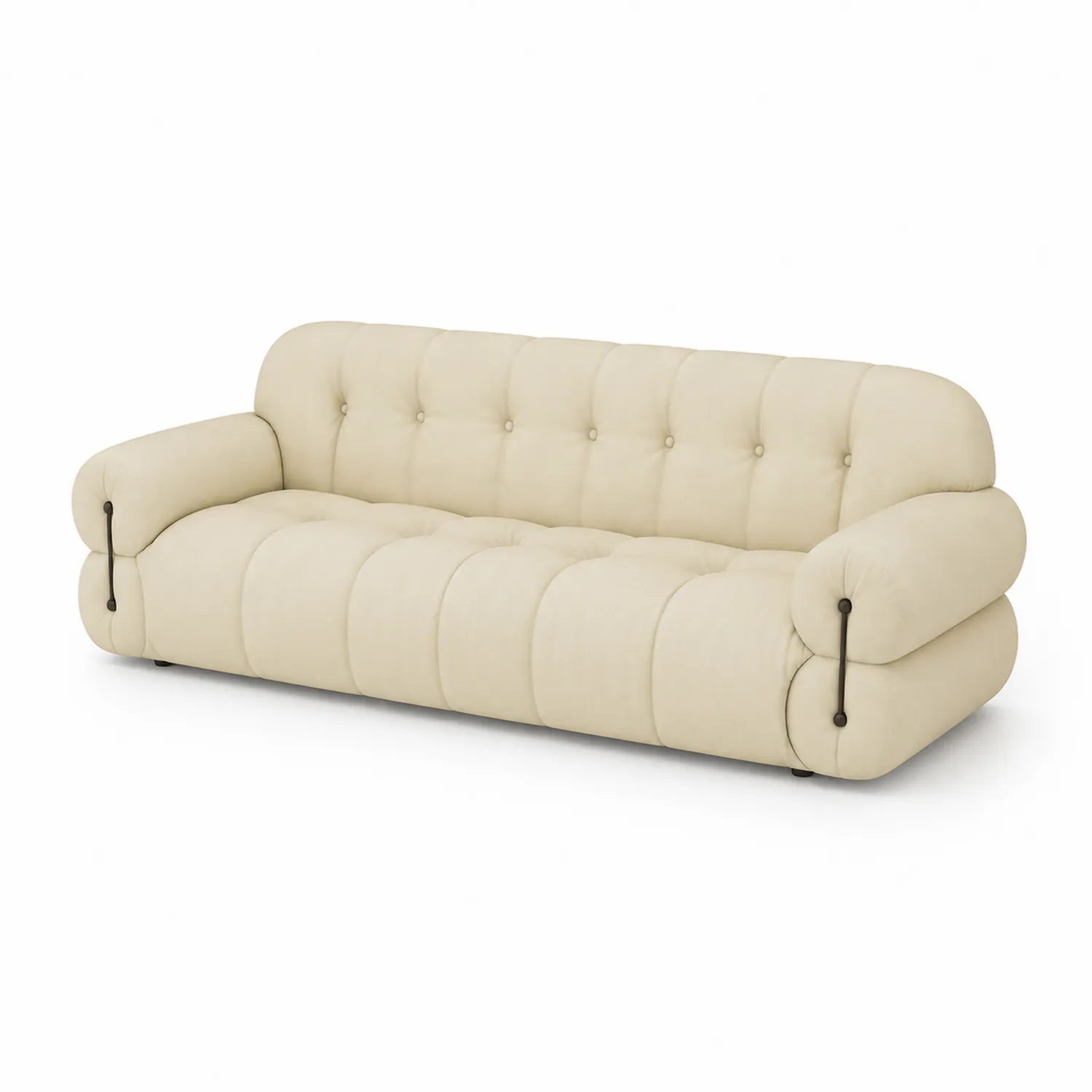 Canapé 3 places en tissu beige avec accoudoirs