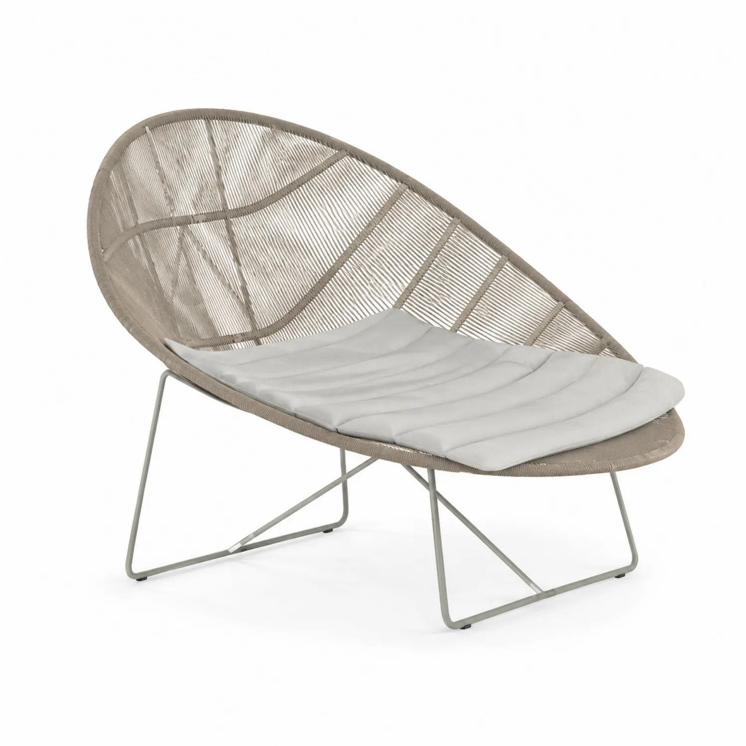 Fauteuil d'extérieur en métal et corde Beige