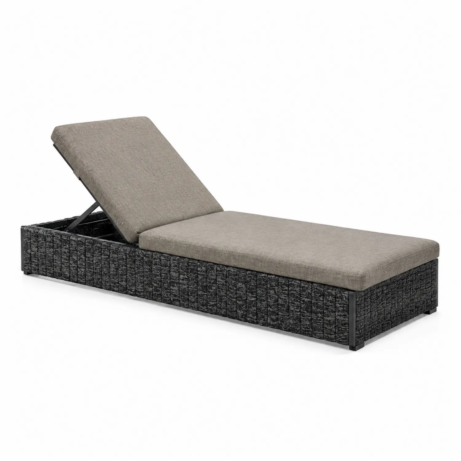 Chaise longue en résine et tissu polyester Gris