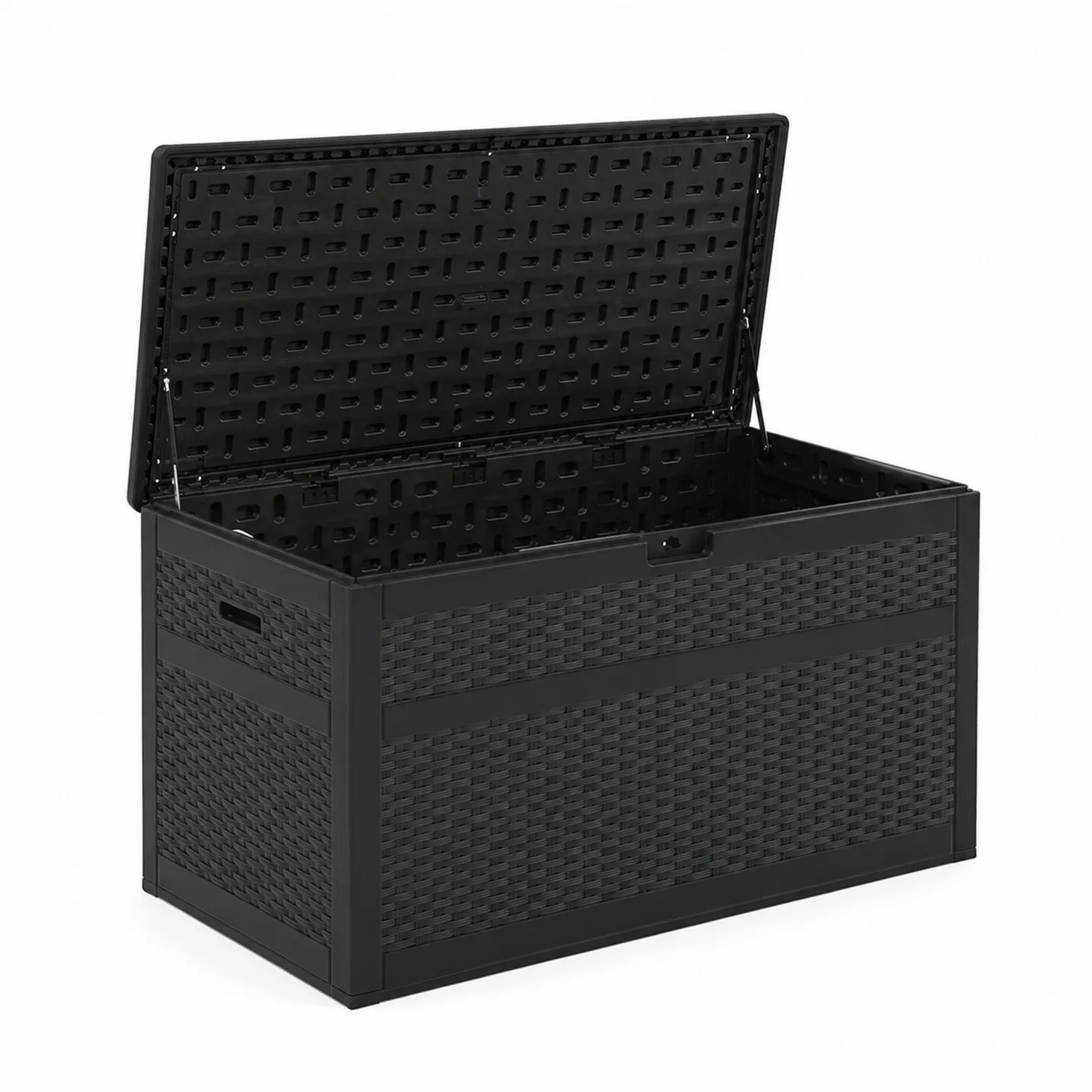 Coffre de Rangement Rectangulaire en Plastique Noir 120 cm x 45 cm x 60 cm