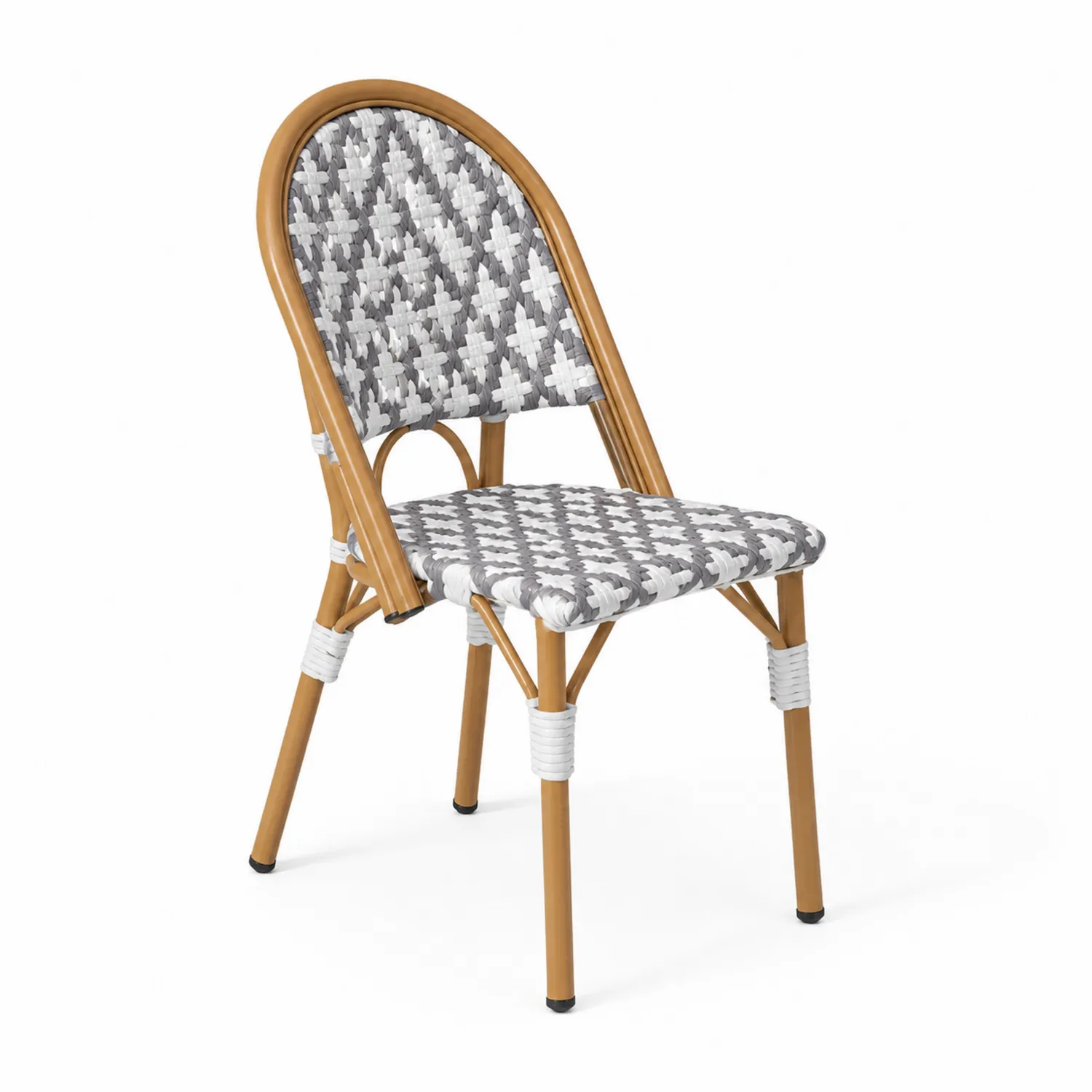 Chaise en Rotin Synthétique Gris/Blanc et Cadre en Aluminium