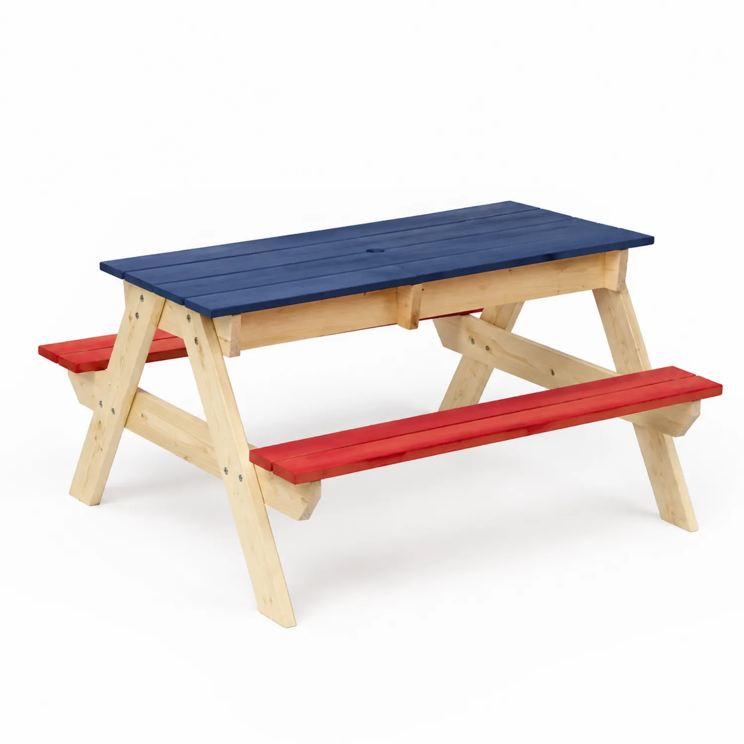 Table pique-nique en bois avec bancs intégrés pour enfants 90x70x50 cm