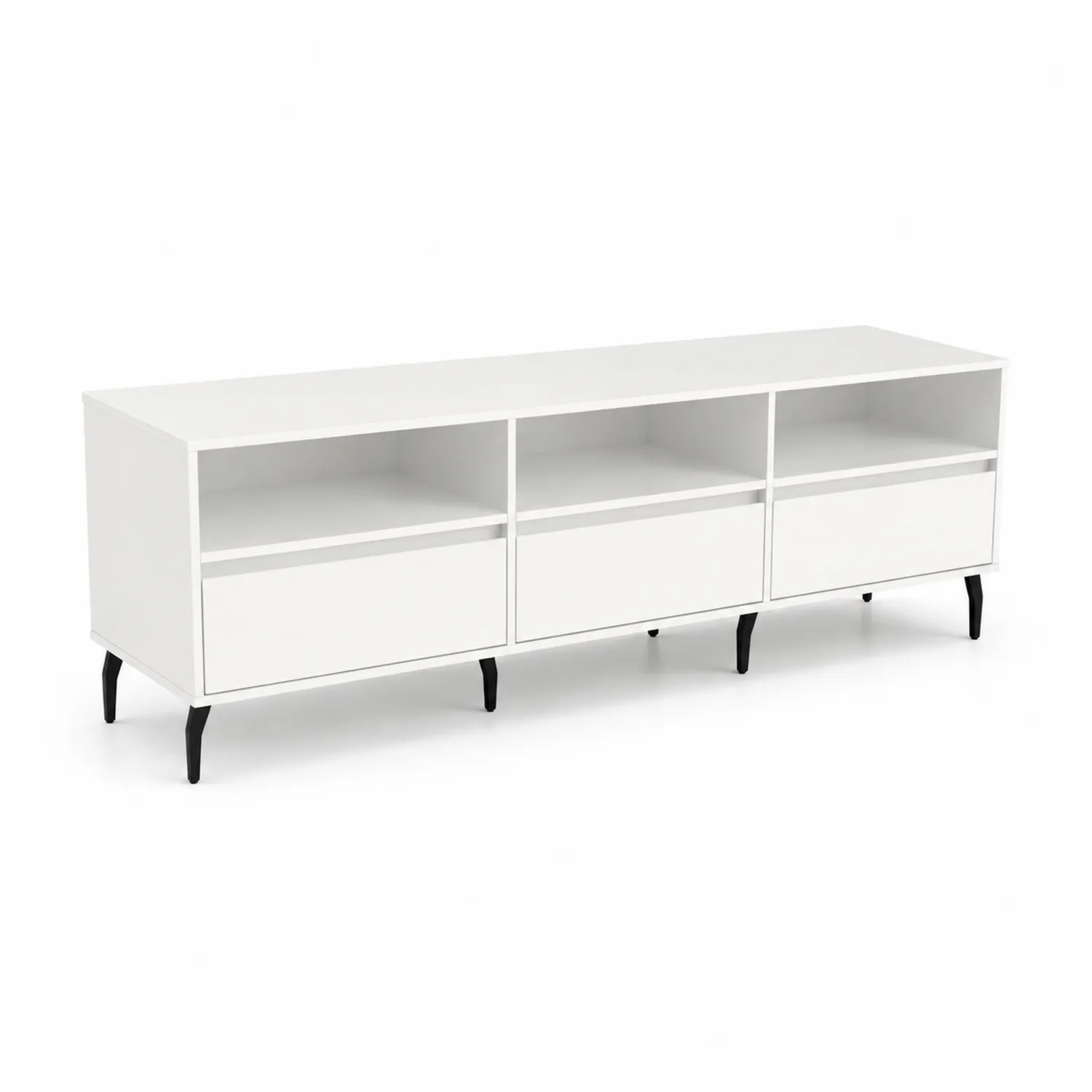 Meuble TV en bois avec pieds métalliques, 180 x 40 x 50 cm