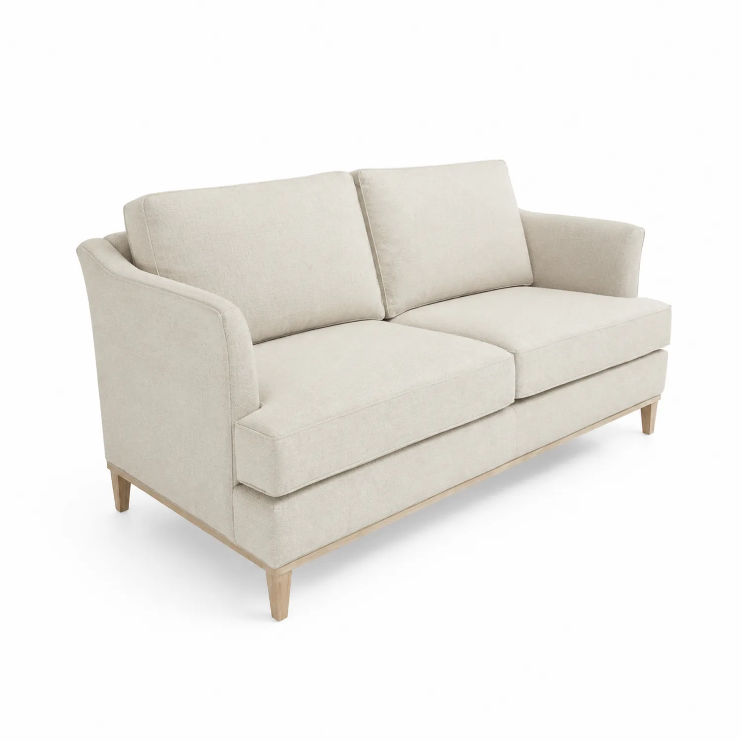 Canapé 2 places en bois et tissu beige 150x90x85 cm