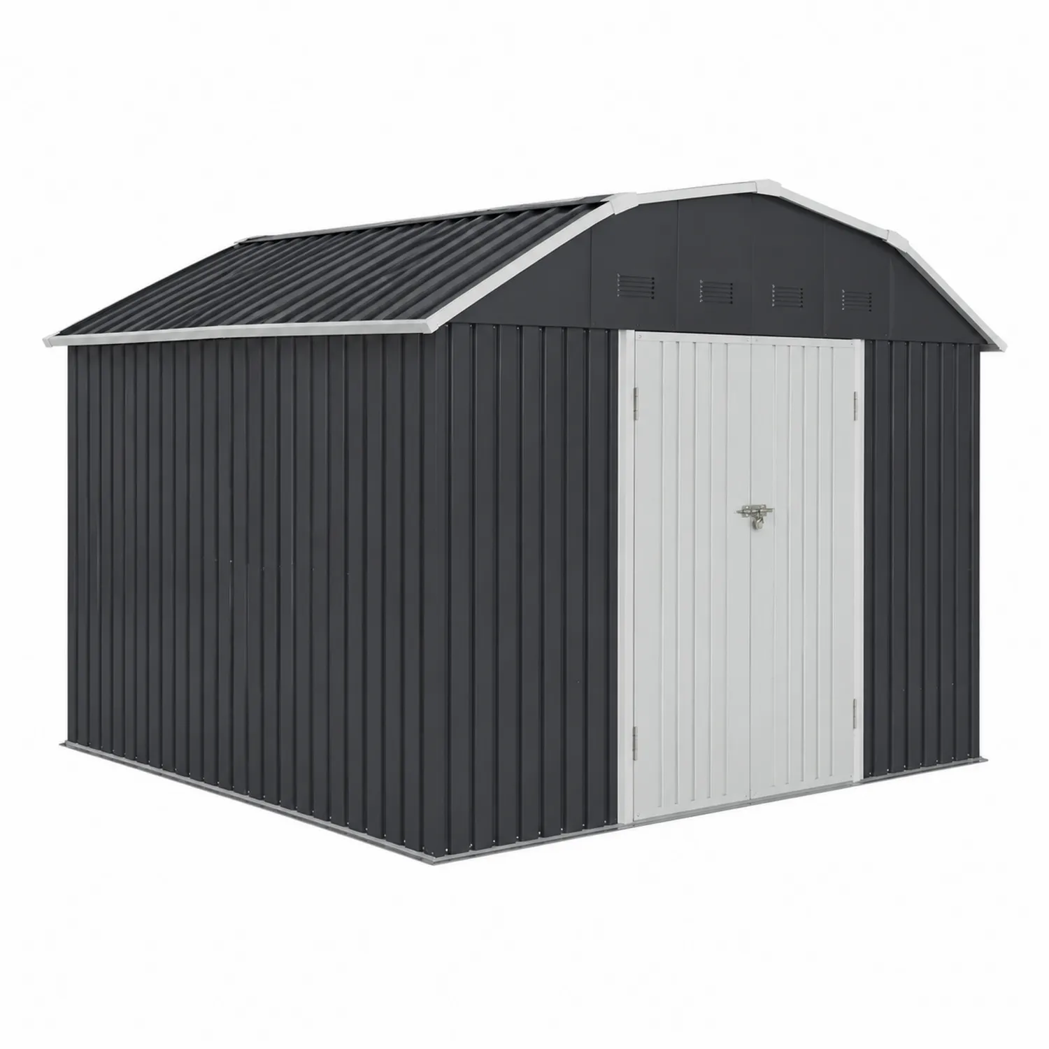 Abri de jardin en acier galvanisé Gris et Blanc 257x205x178 cm