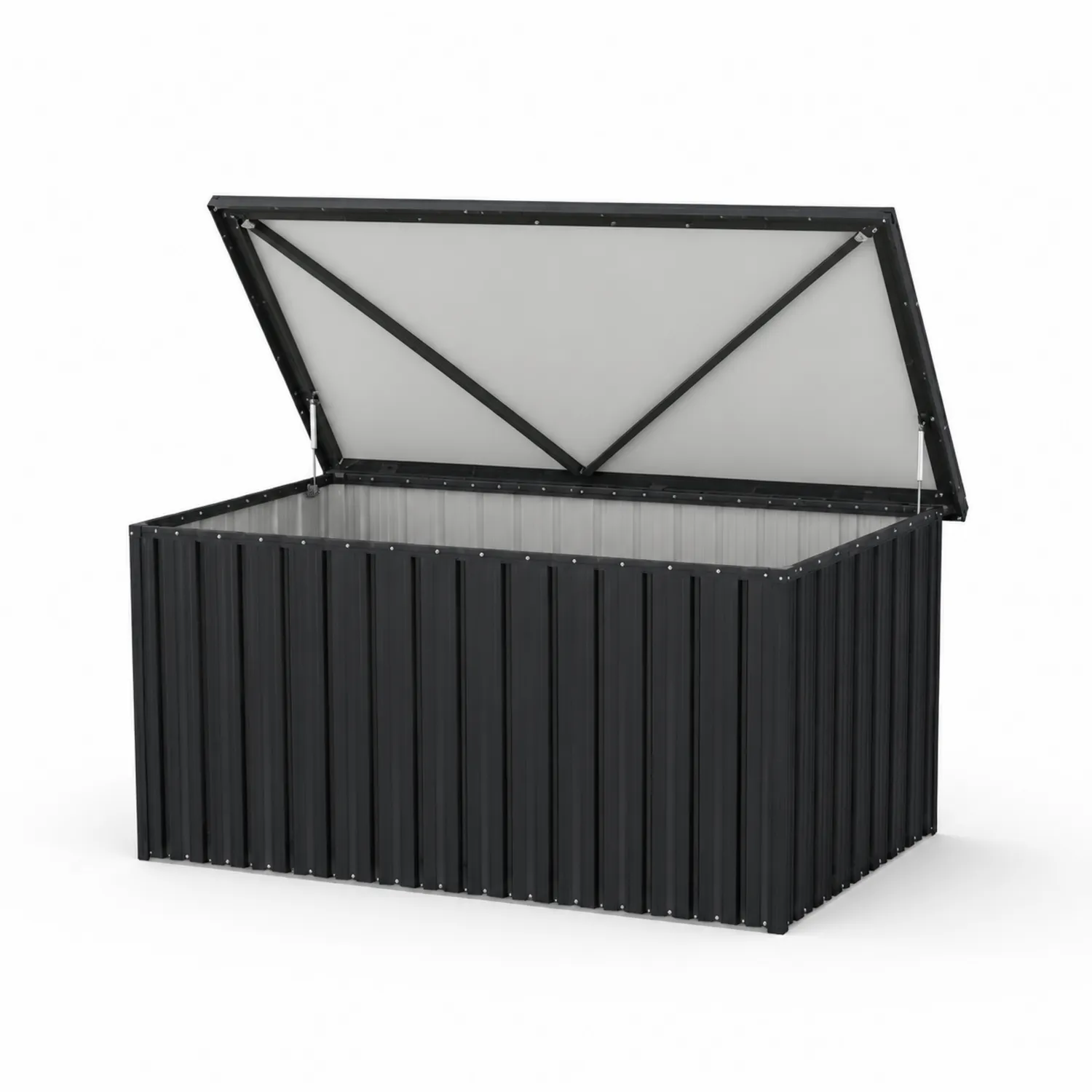 Coffre de rangement extérieur en acier noir 180x90x75 cm
