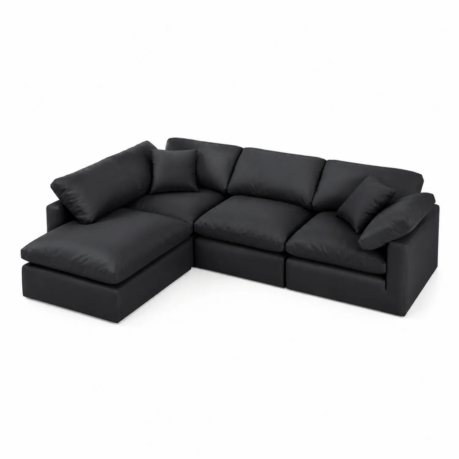 Canapé modulaire en L en tissu noir avec angle réversible
