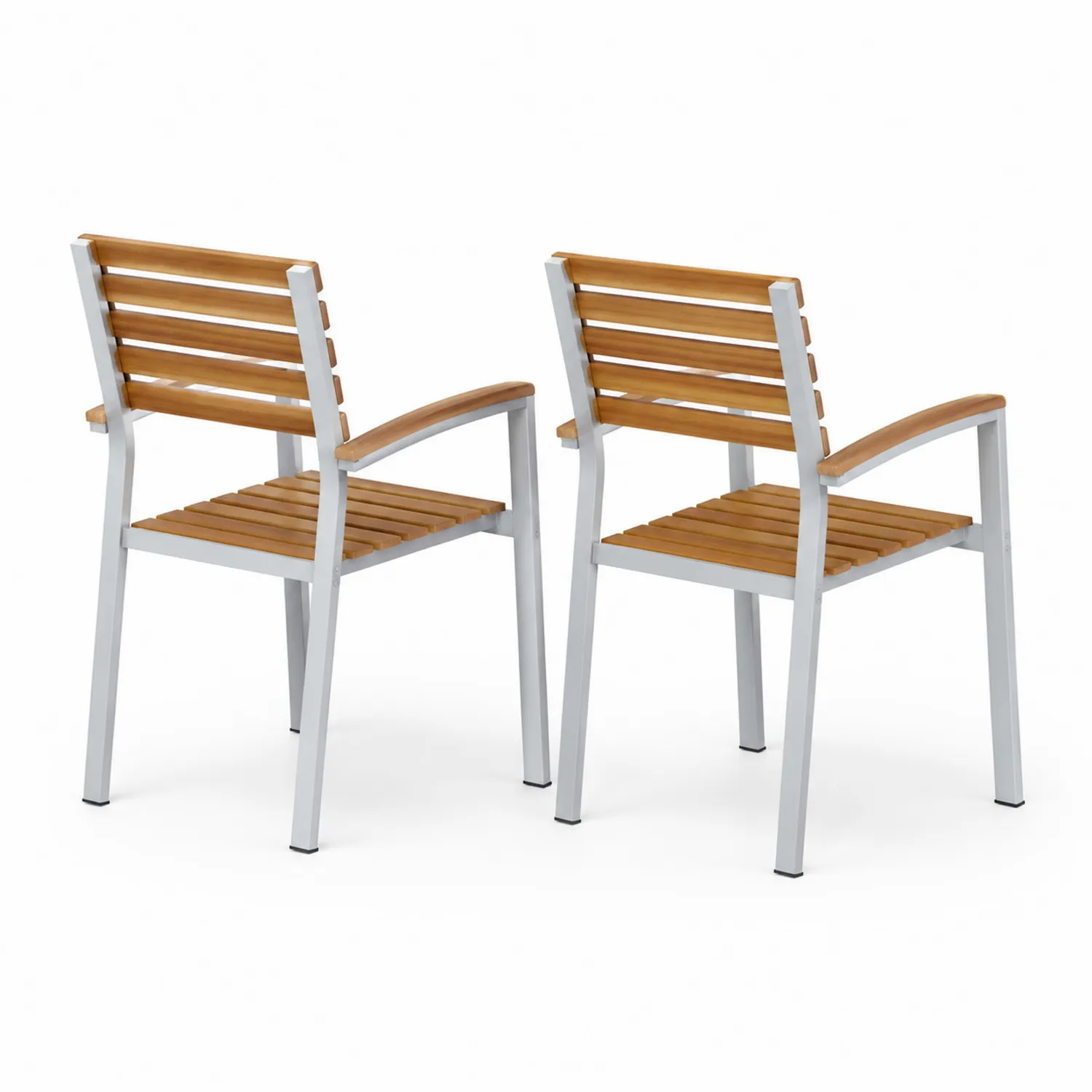 Lot de 2 chaises en aluminium et bois d'acacia