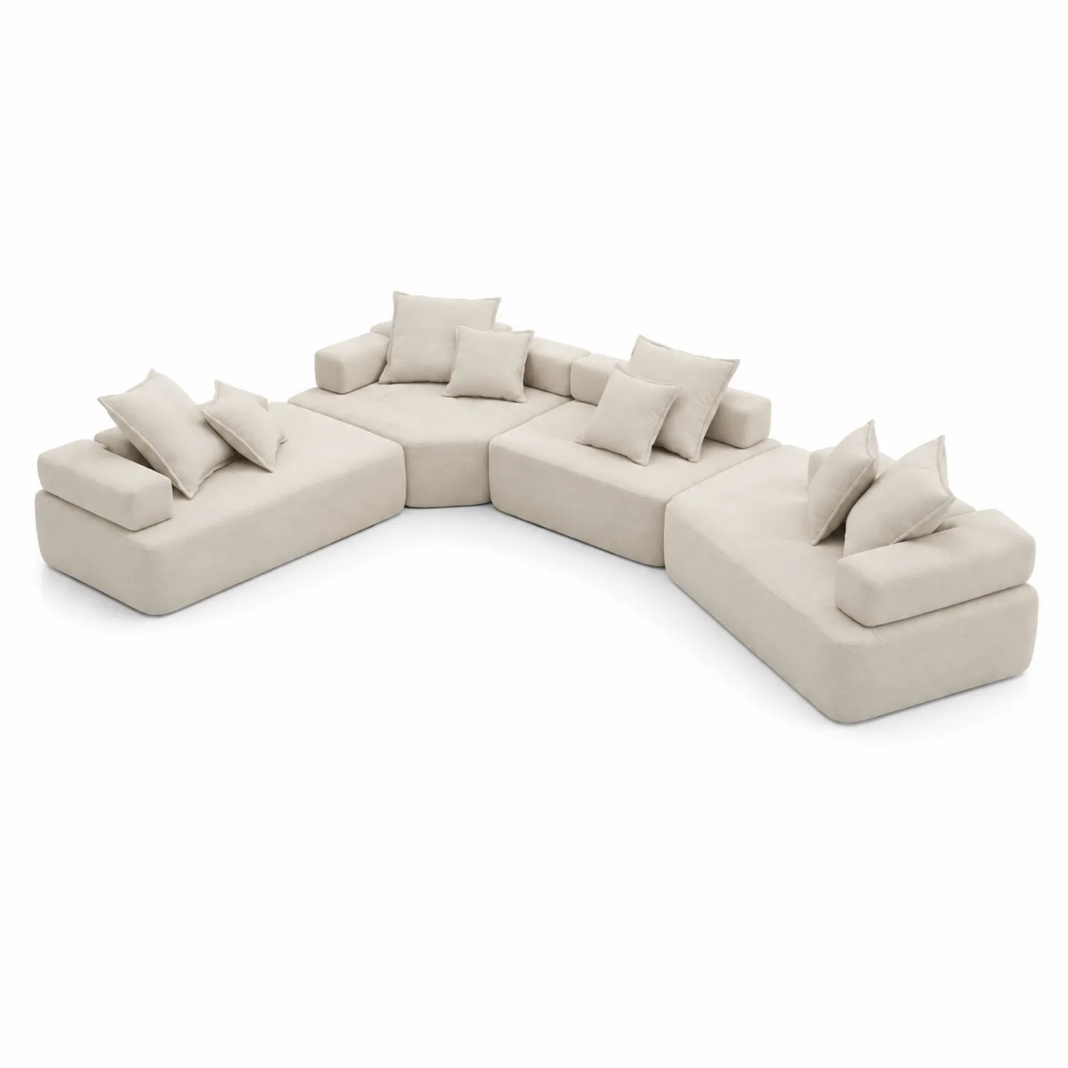 Ensemble de canapé modulaire en U tissu beige