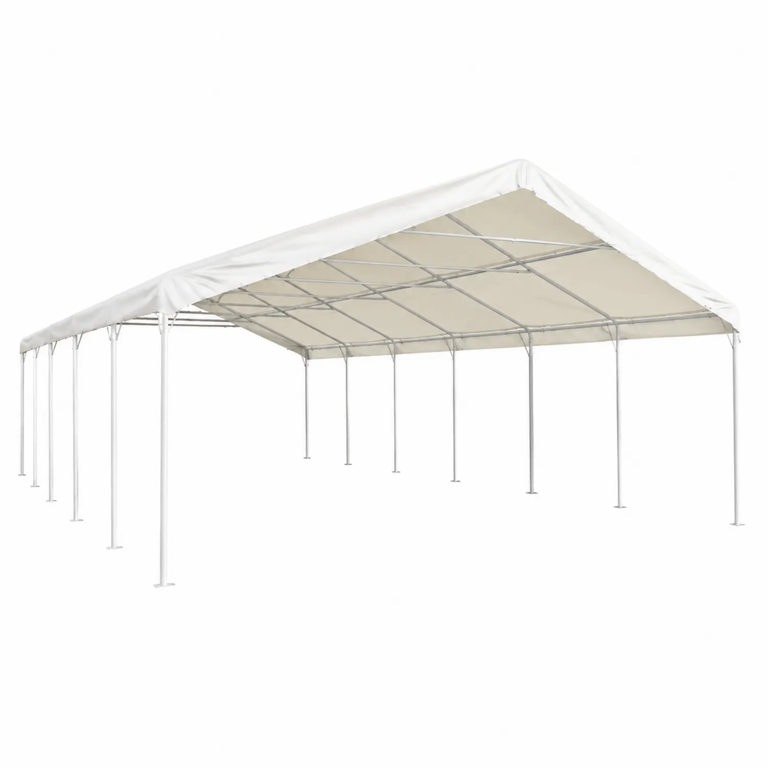 Abri de Voiture en Acier Blanc avec Toile PVC 600x300x260 cm
