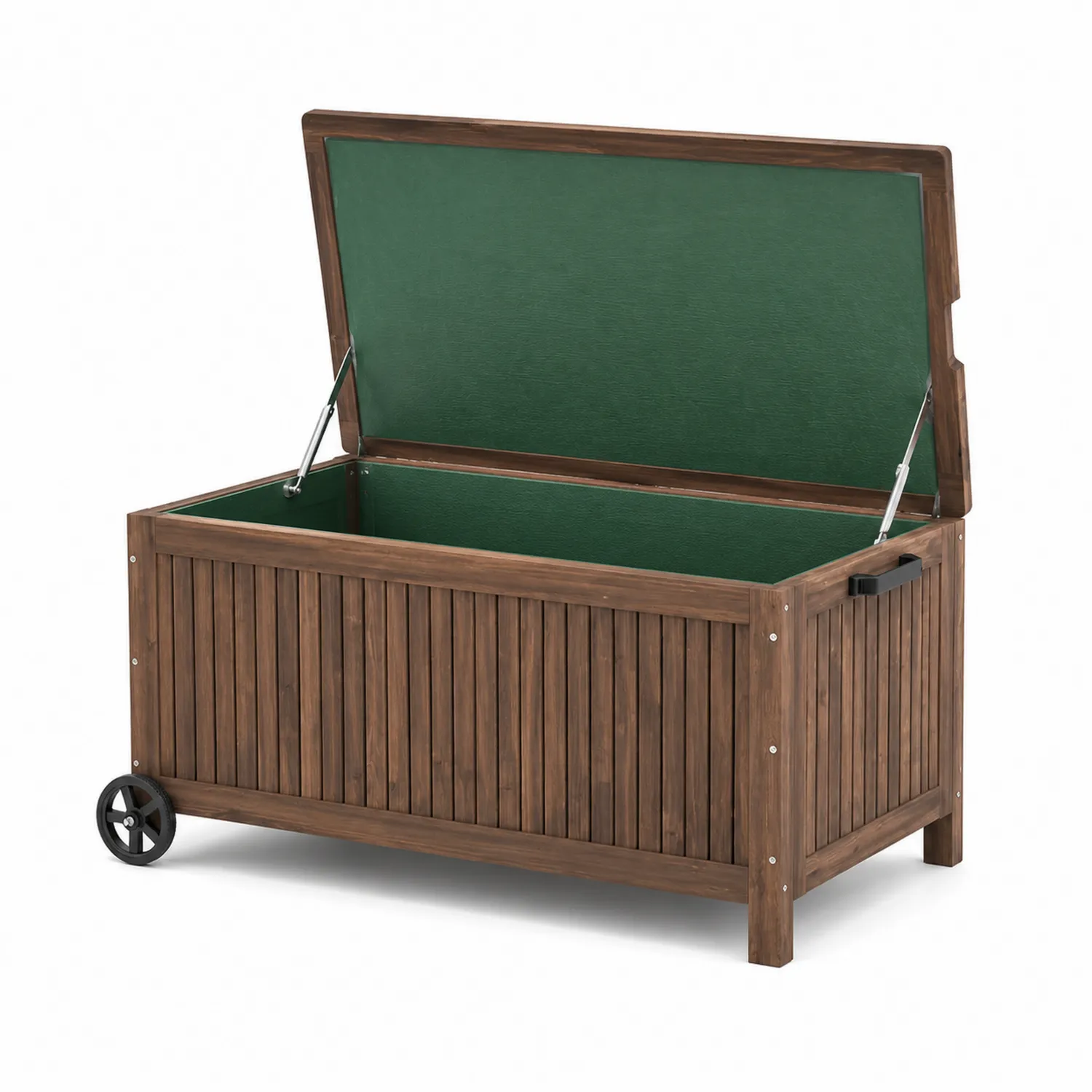 Coffre de Rangement Extérieur en Bois avec Roues
