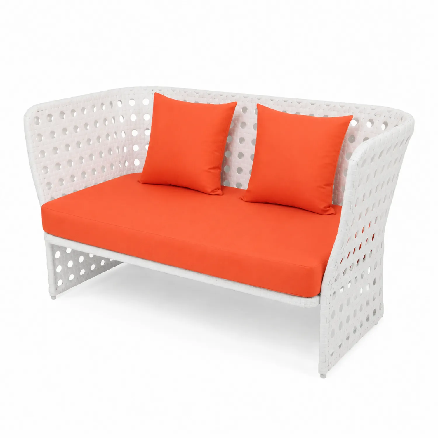 Canapé de jardin en résine avec coussins orange