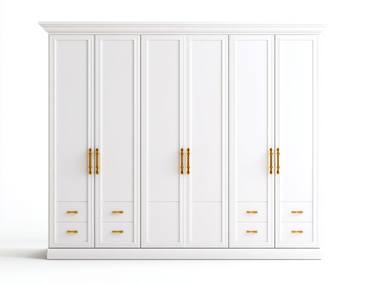 Kleiderschrank Holzwerkstoff 240x60x200 cm Weiß - Drehtüren Klassisches Design-Loftgoden