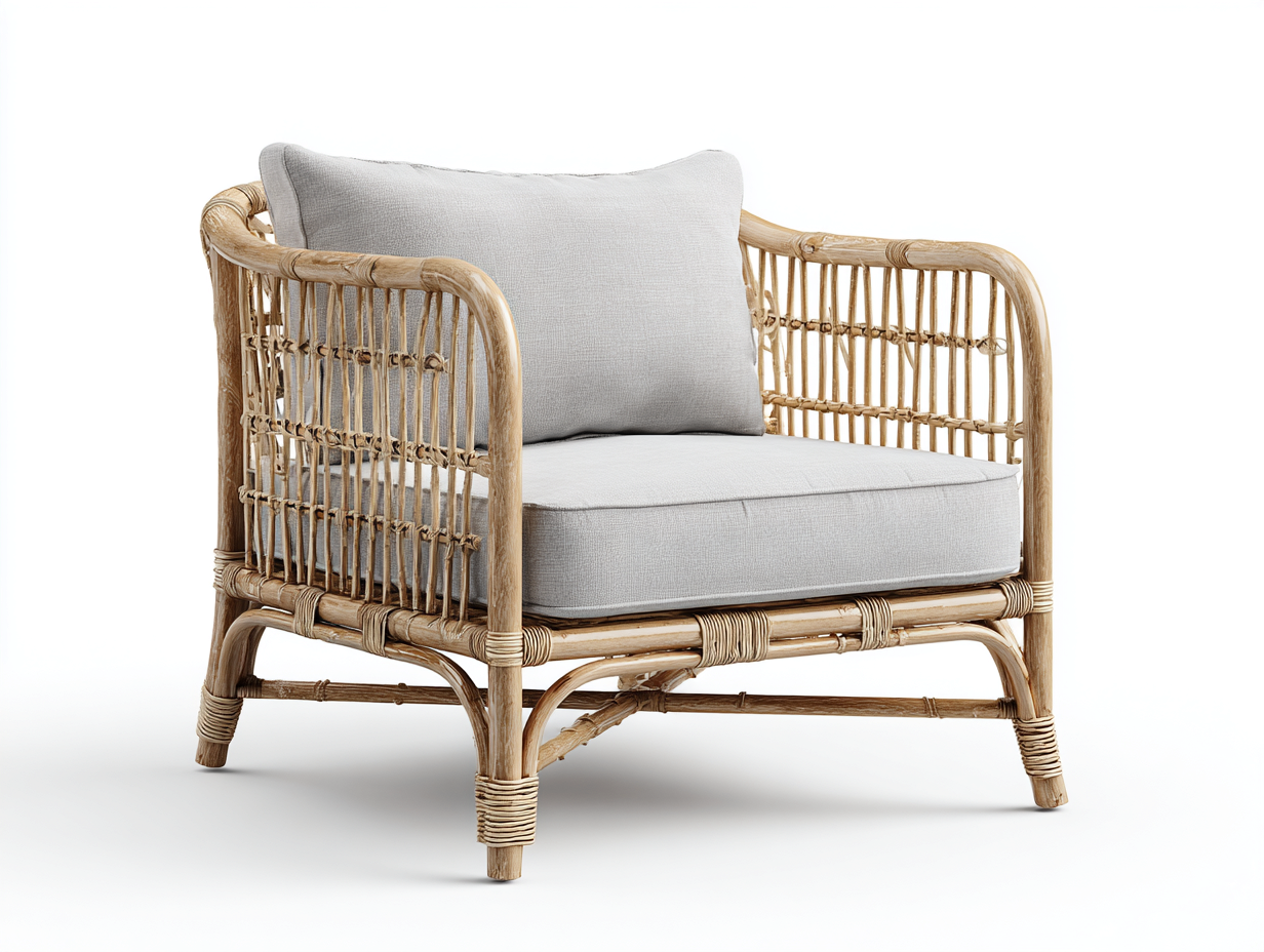 Polyrattan Gartensessel 75x70x80 cm Naturfarbe Grau geeignet für Außenbereich - Modernes Design-Loftgoden
