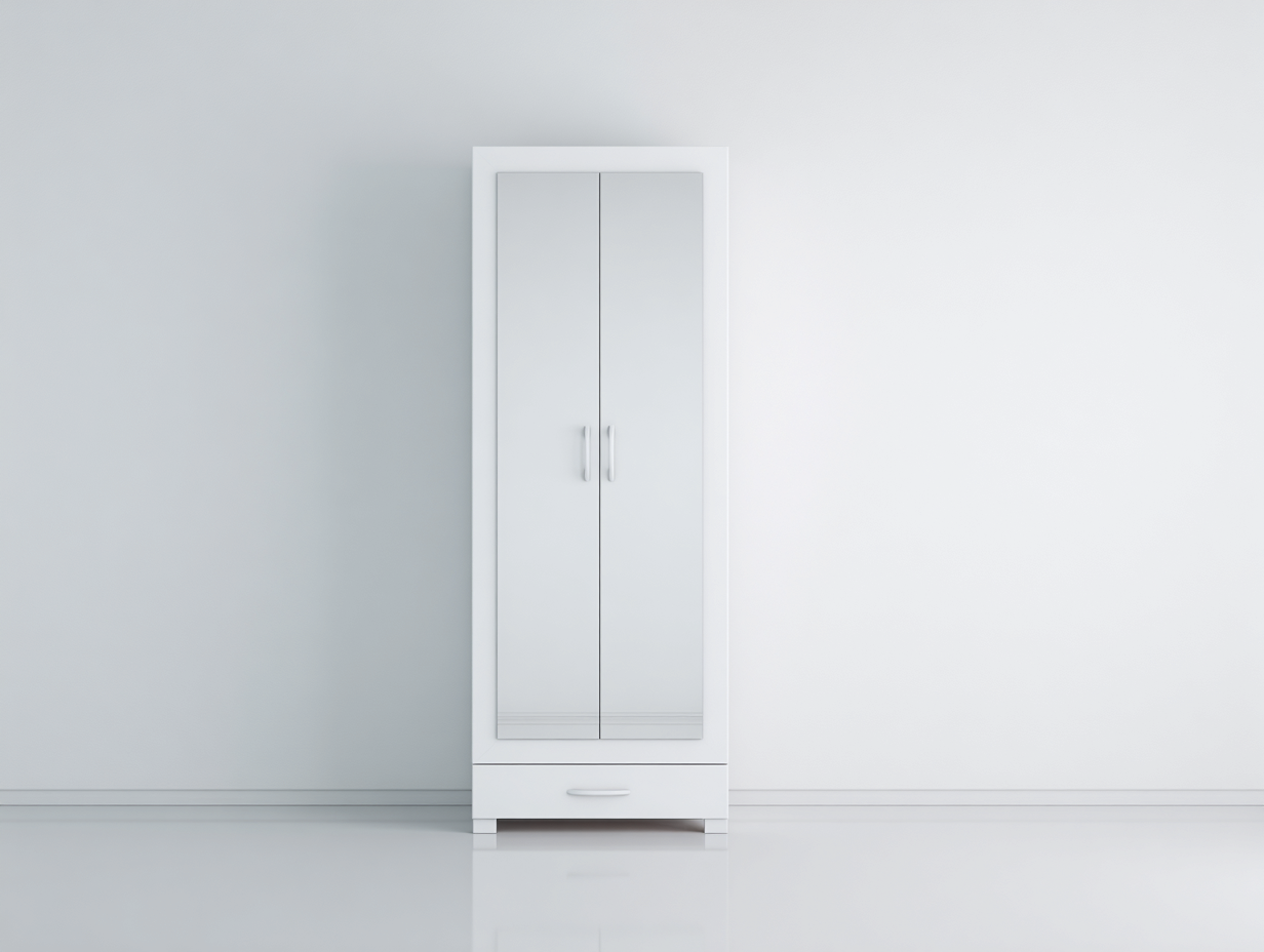 Kleiderschrank Holzwerkstoff 80x50x180 cm Weiß geeignet für Schlafzimmer - Minimalistisches Design-Loftgoden