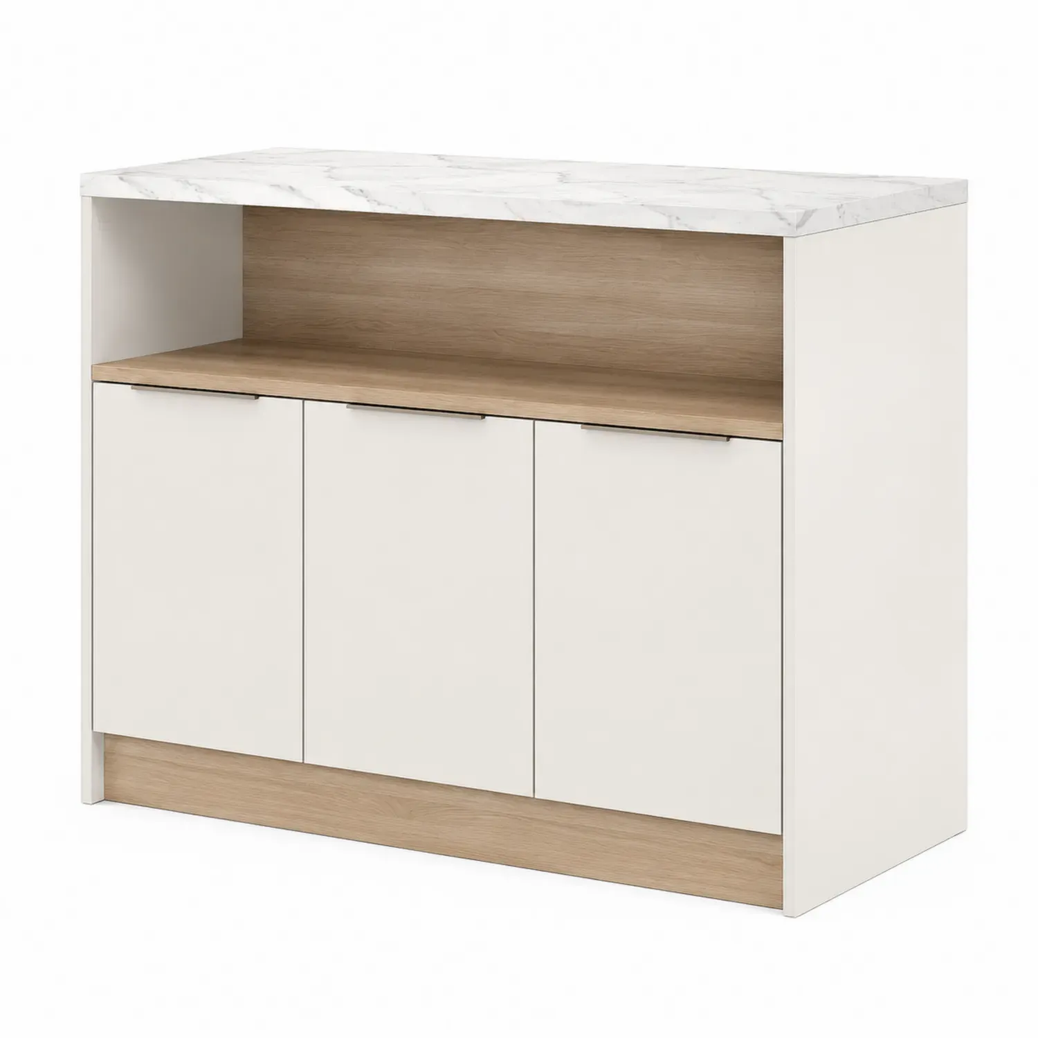 Szafka kuchenna z MDF z blatem marmurowym 90x100x40 cm Biały/Dąb
