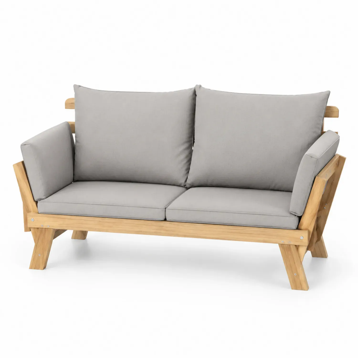 Dwuosobowa sofa z drewna tekowego szara