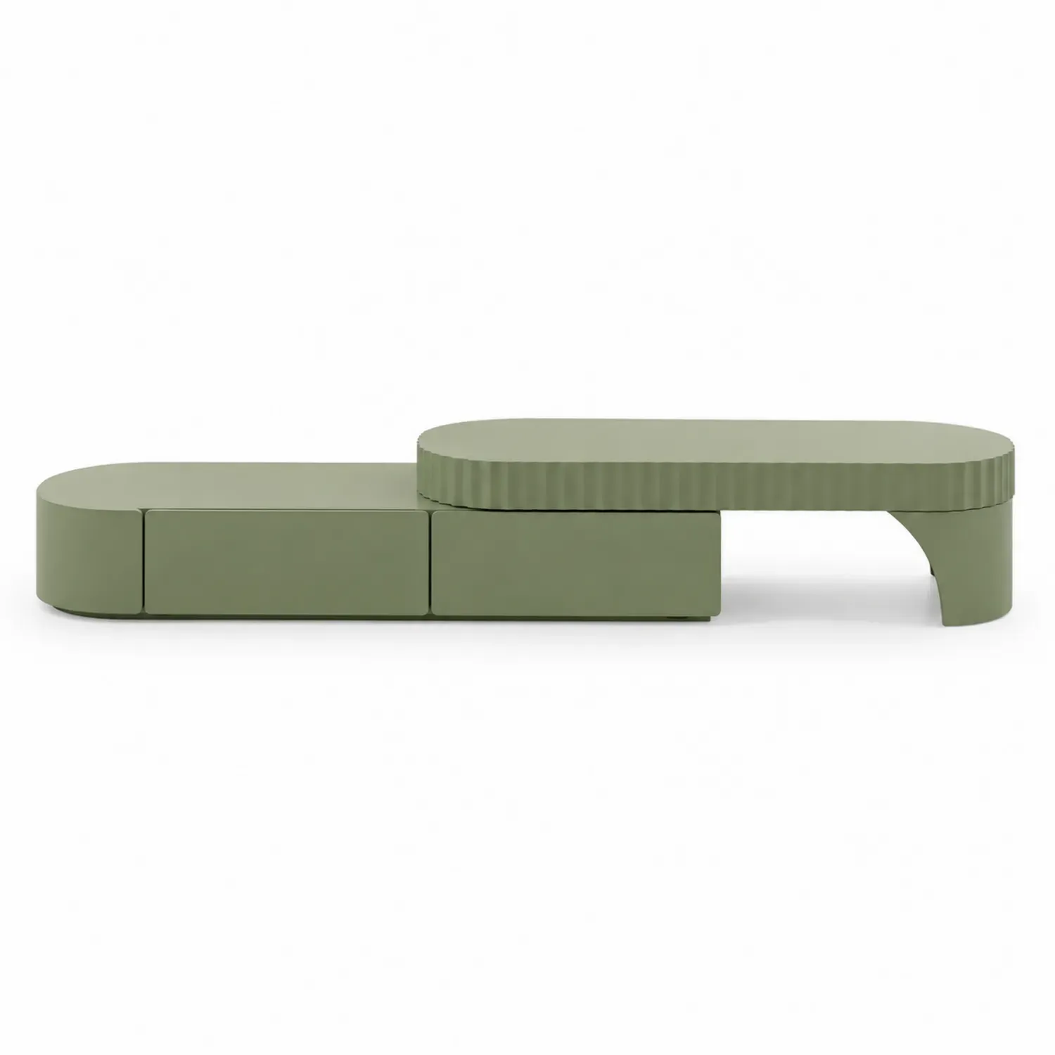 Szafka RTV Owalna Drewno Malowane Zielona 180x45x40 cm
