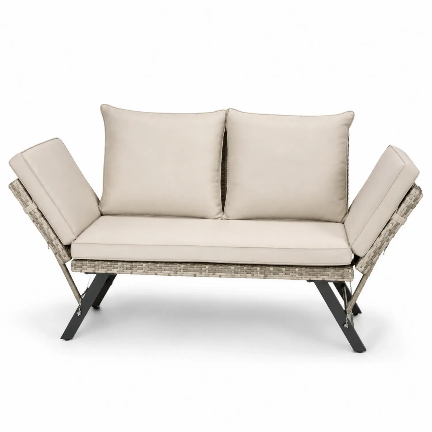 Sofa ogrodowa 2-osobowa z poduszkami z technorattanu