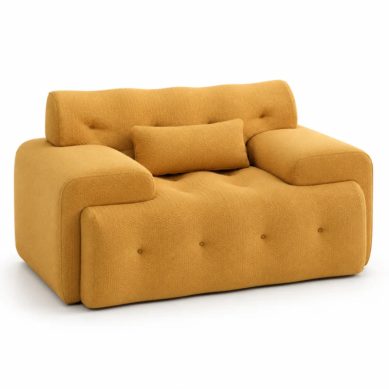 Dwuosobowa sofa z tkaniny poliestrowej w kolorze musztardowym