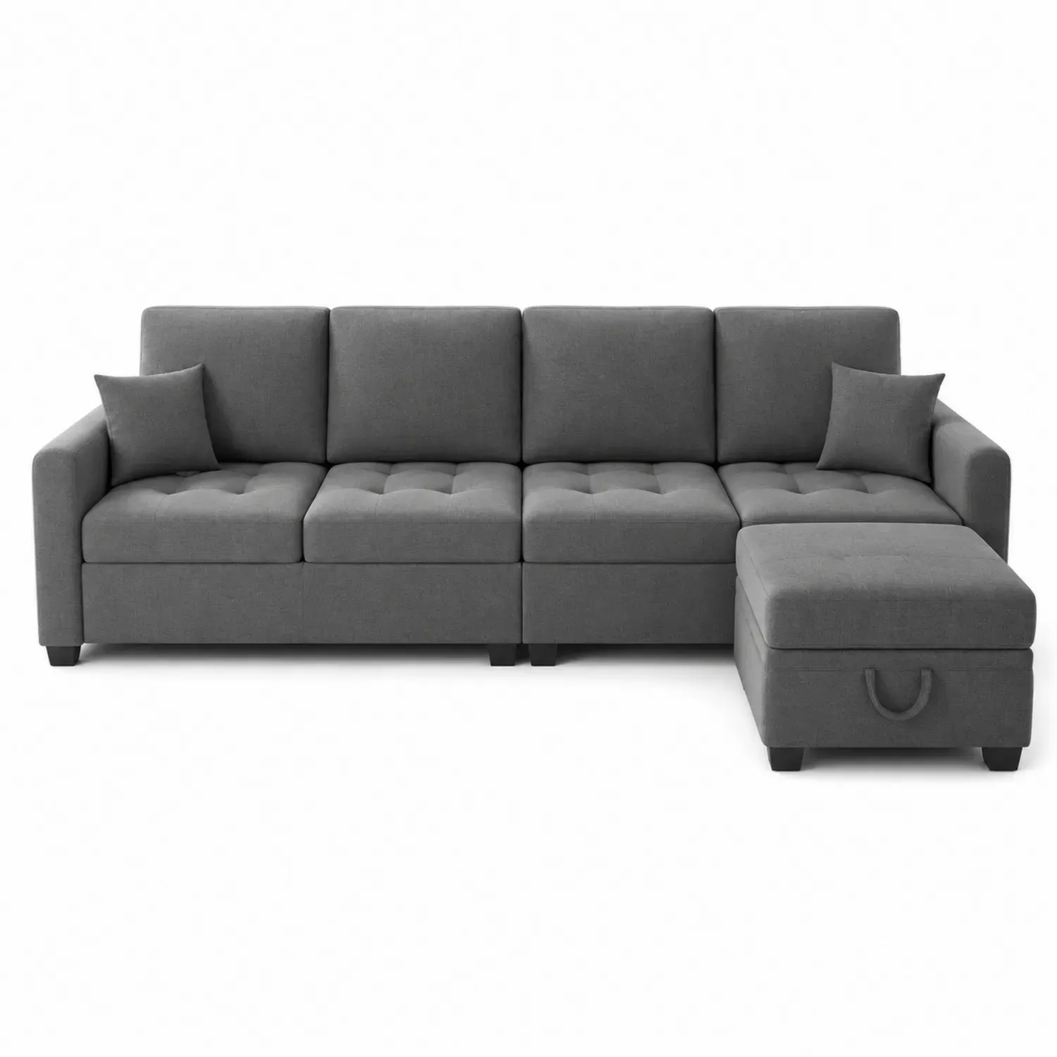 Sofa narożna modułowa szara poliester 200x140 cm